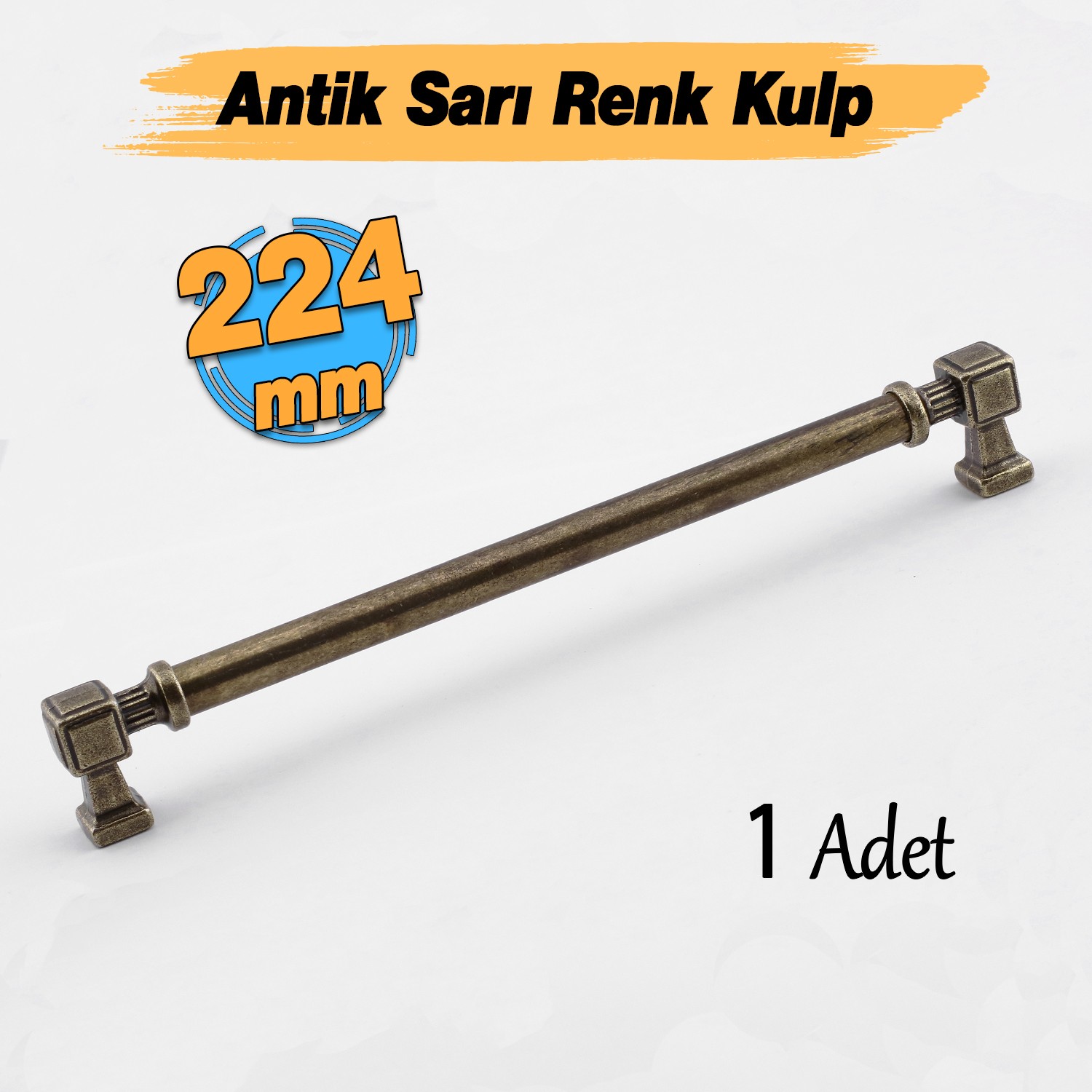 Talas Antik Sarı Eskitme Metal 224 mm 22.4 cm Mobilya Mutfak Çekmece Dolap Kulpu Kulbu Kulpları