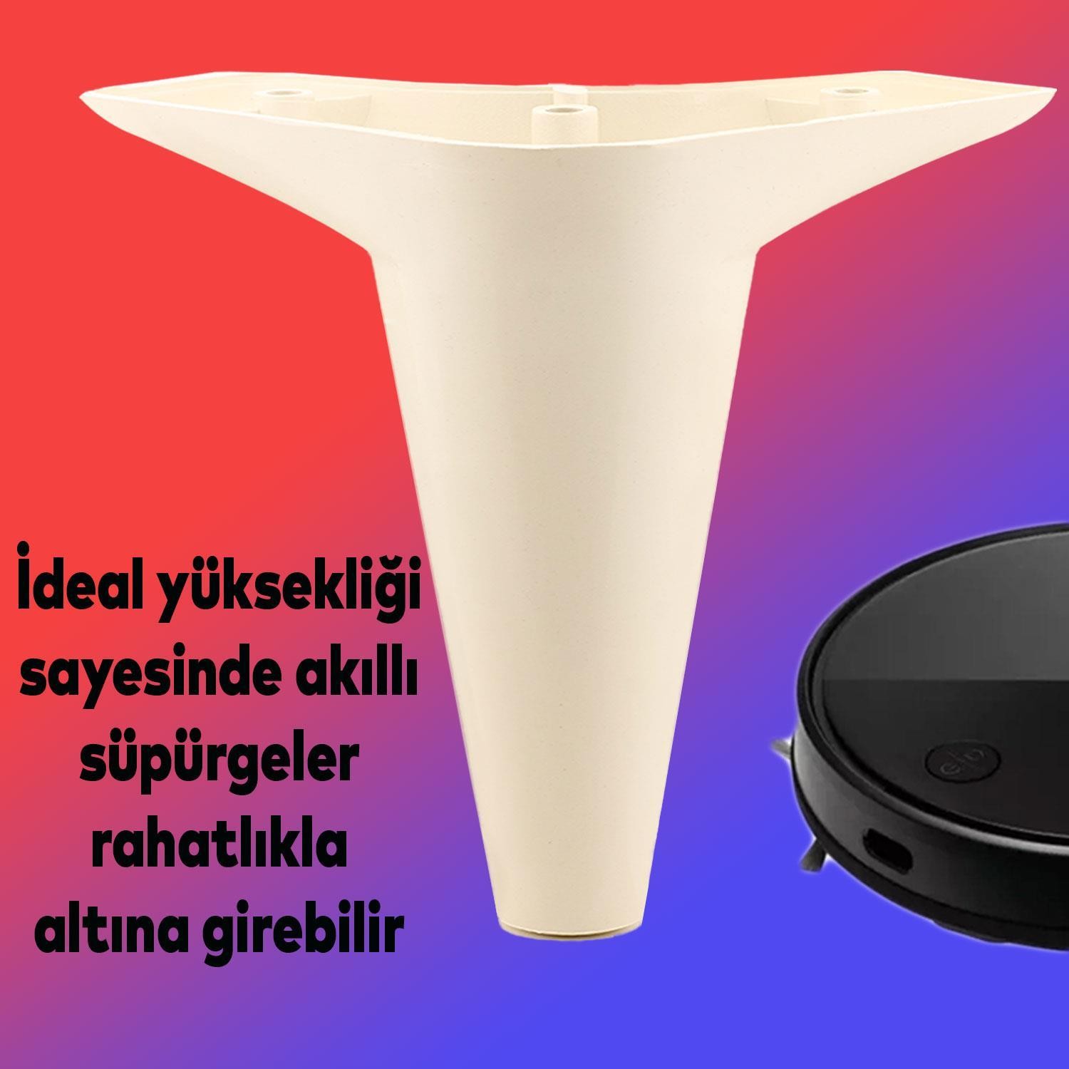 Aspen 6'lı Set Mobilya TV Ünitesi Çekyat Koltuk Kanepe Destek Ayağı 15 cm Krem Baza Ayak M8 Destek
