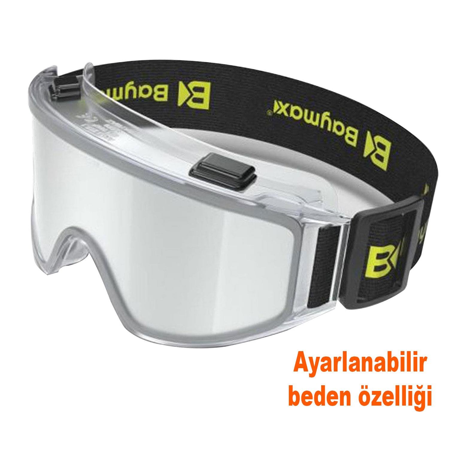 Baymax İş Güvenlik Gözlüğü Antifog Buğulanmaz Koruyucu Gözlük S550 Şeffaf 12 Adet