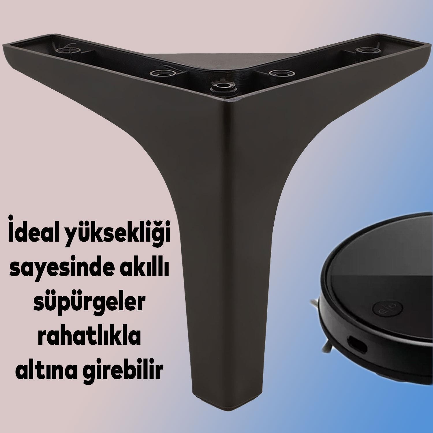 Sedef 6'lı Set Mobilya TV Ünitesi Çekyat Koltuk Kanepe Destek Ayağı 14 cm Siyah Baza Ayak M8 Destek