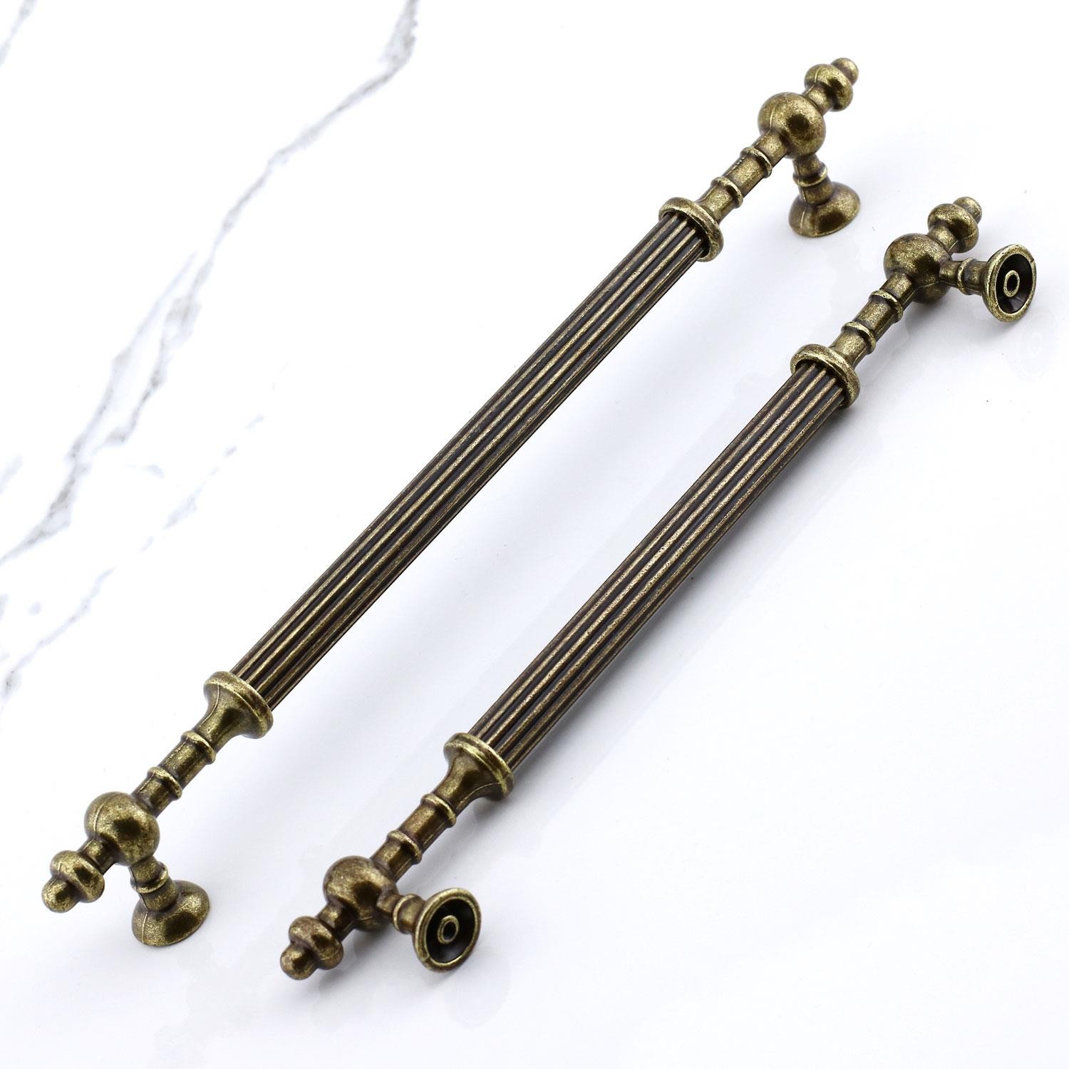 Kader Eskitme Antik Sarı Metal Kulp 128 mm - 12.8 cm Mobilya Mutfak Dolabı Dolap Kulpları Kulbu