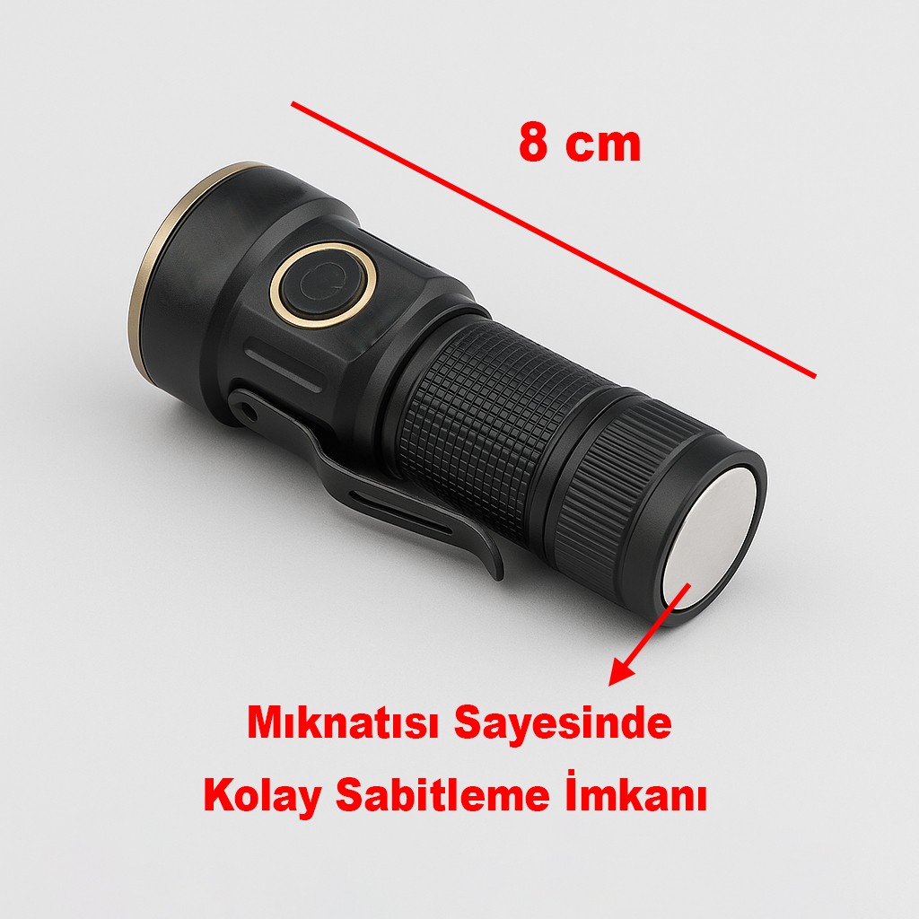 30W 800 Lümen Usb Şarjlı Ledli Kamp Taktik El Feneri Su Geçirmez Metal Gövde Araç Yüksek Işık Gücü