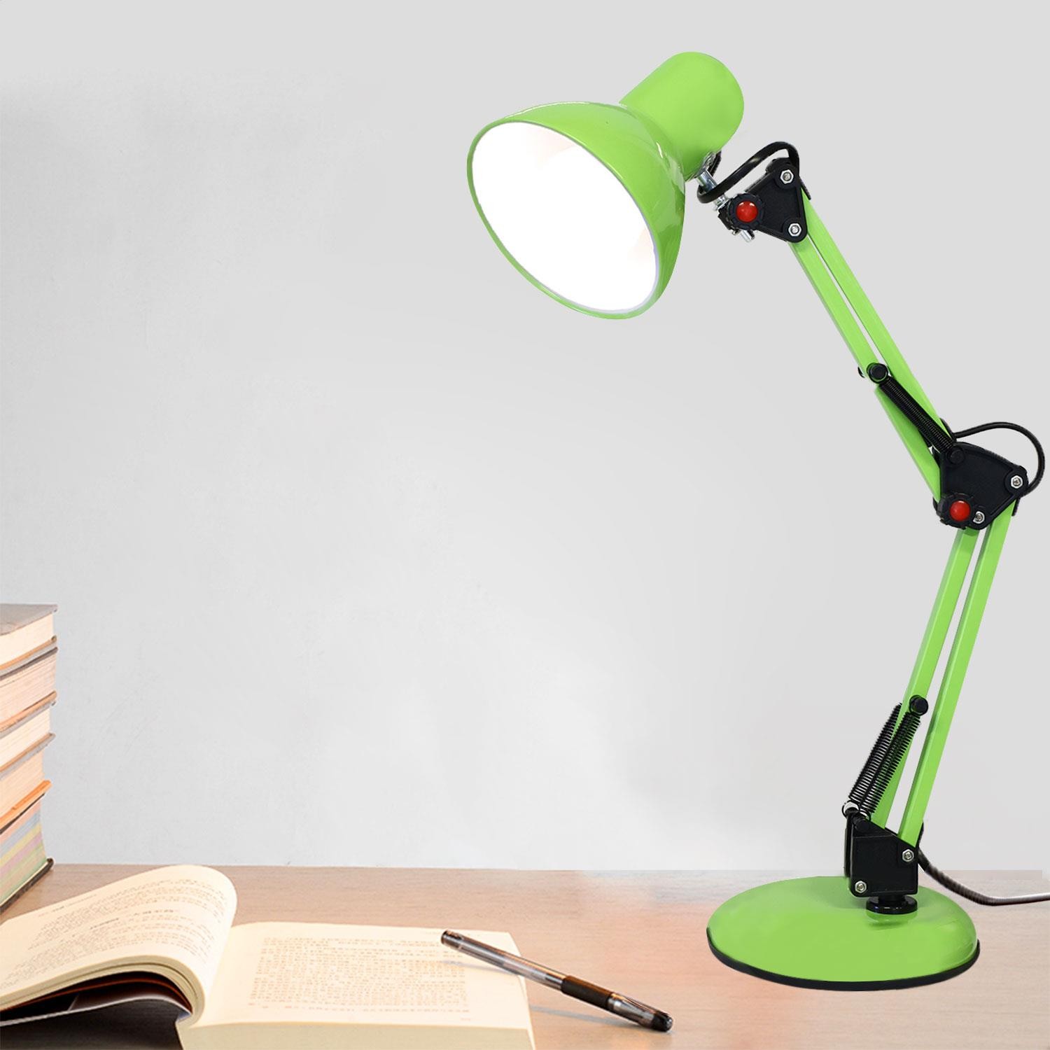 Rutter Masa Lambası Oynar Başlıklı Ayarlanabilir Akrobat Çalışma Okuma Işığı Gece Lambası Yeşil 25W