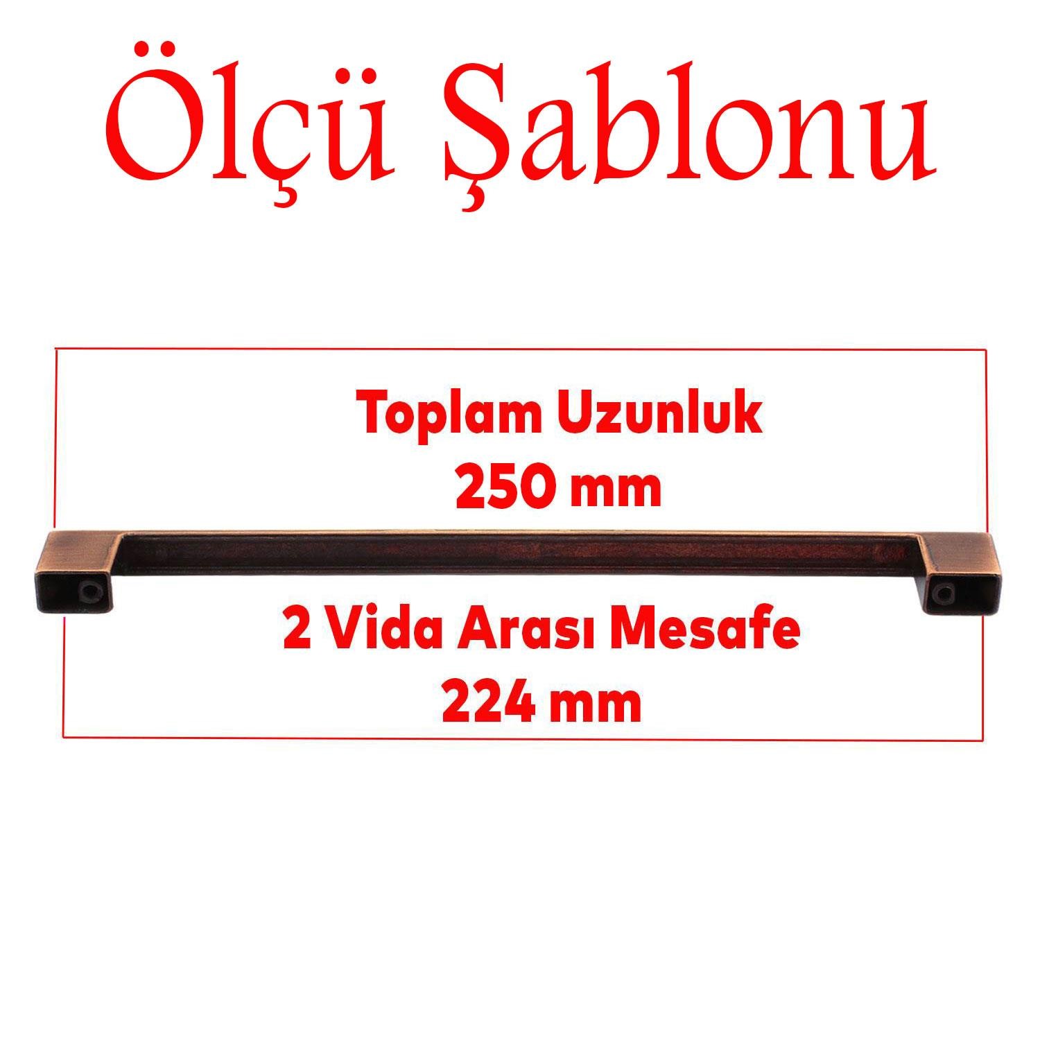 Kale Kulp Metal 224 mm Eskitme Antik Bakır Mobilya Mutfak Çekmece Kapak Dolap Kulpu Kulbu Kulpları