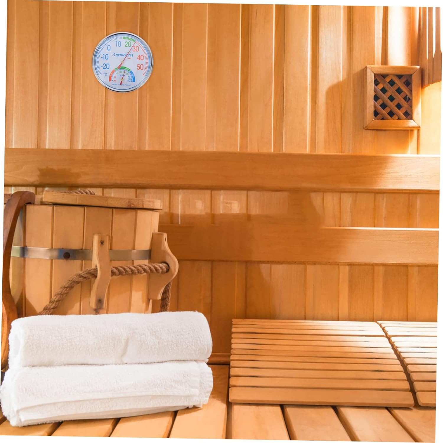 Analog Termometre Isı ve Nem Ölçer Sauna Sıcaklık Ölçme Derece Gösterge Pilsiz Mekanik Düz 1 Adet