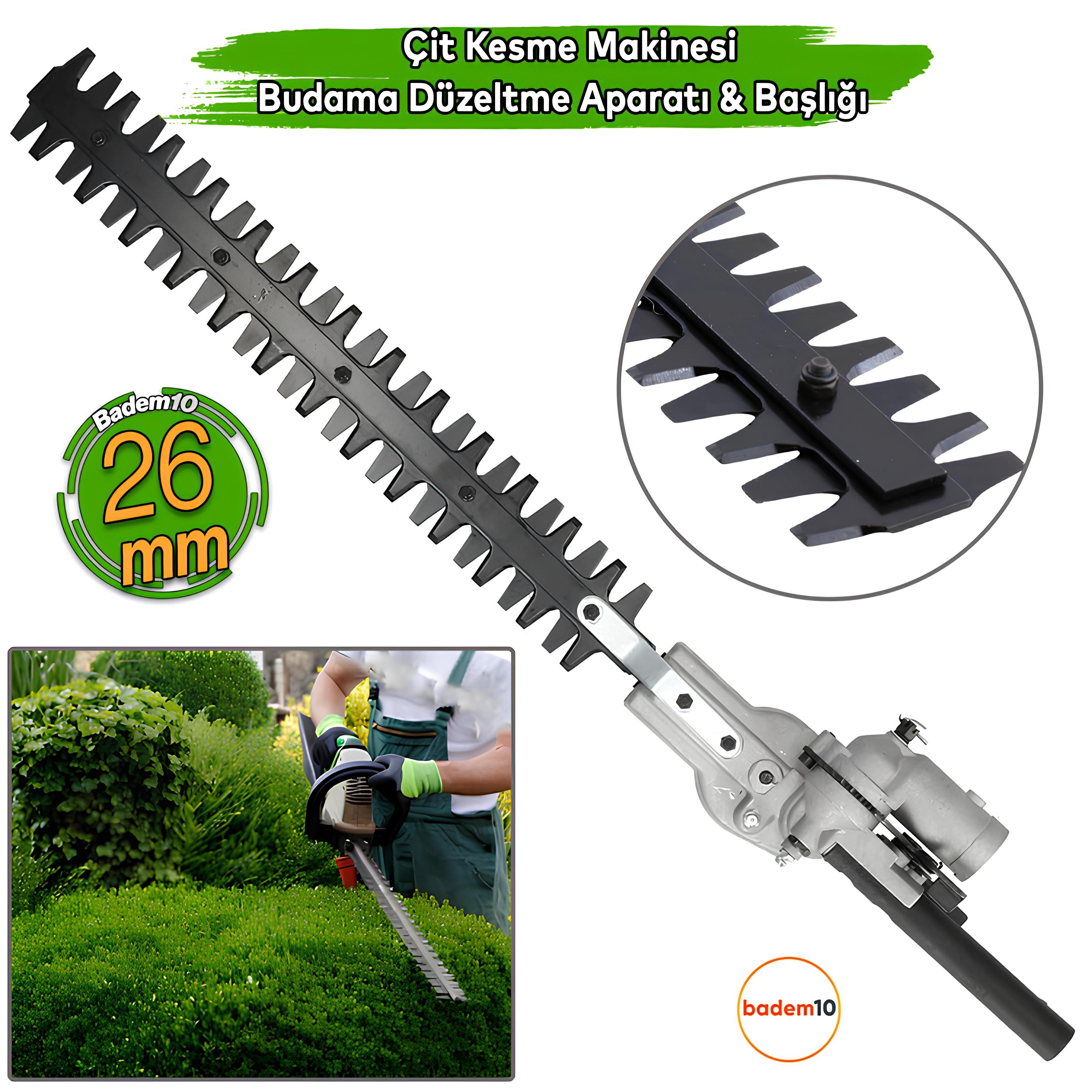 Çit Kesme Makinası Budama Düzeltme Aparatı Başlığı Çalı Kesme Bahçe Gül Bitki Tırpan 26 Mm 9 Diş