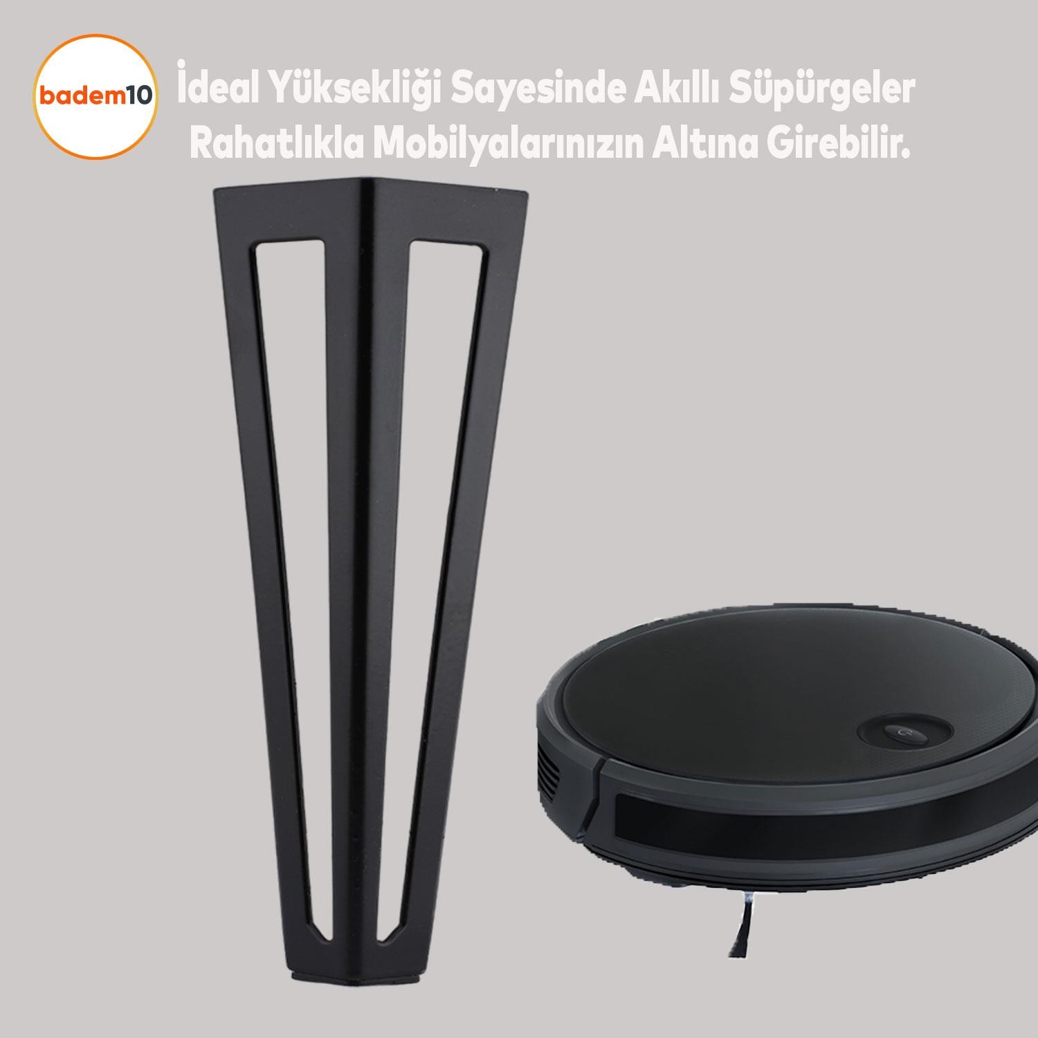 Ovit Metal Siyah 20 Cm Mobilya Koltuk Kanepe Konsol Tv Ünitesi Yükseltici Ayağı Ayakları 4 Adet