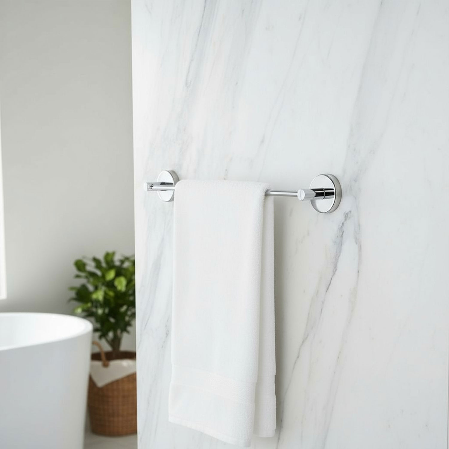 Uzun Havluluk KROM 40 cm Parlak Gümüş Duvar Tipi Paslanmaz Çelik Banyo Havlu Askısı Aparatı