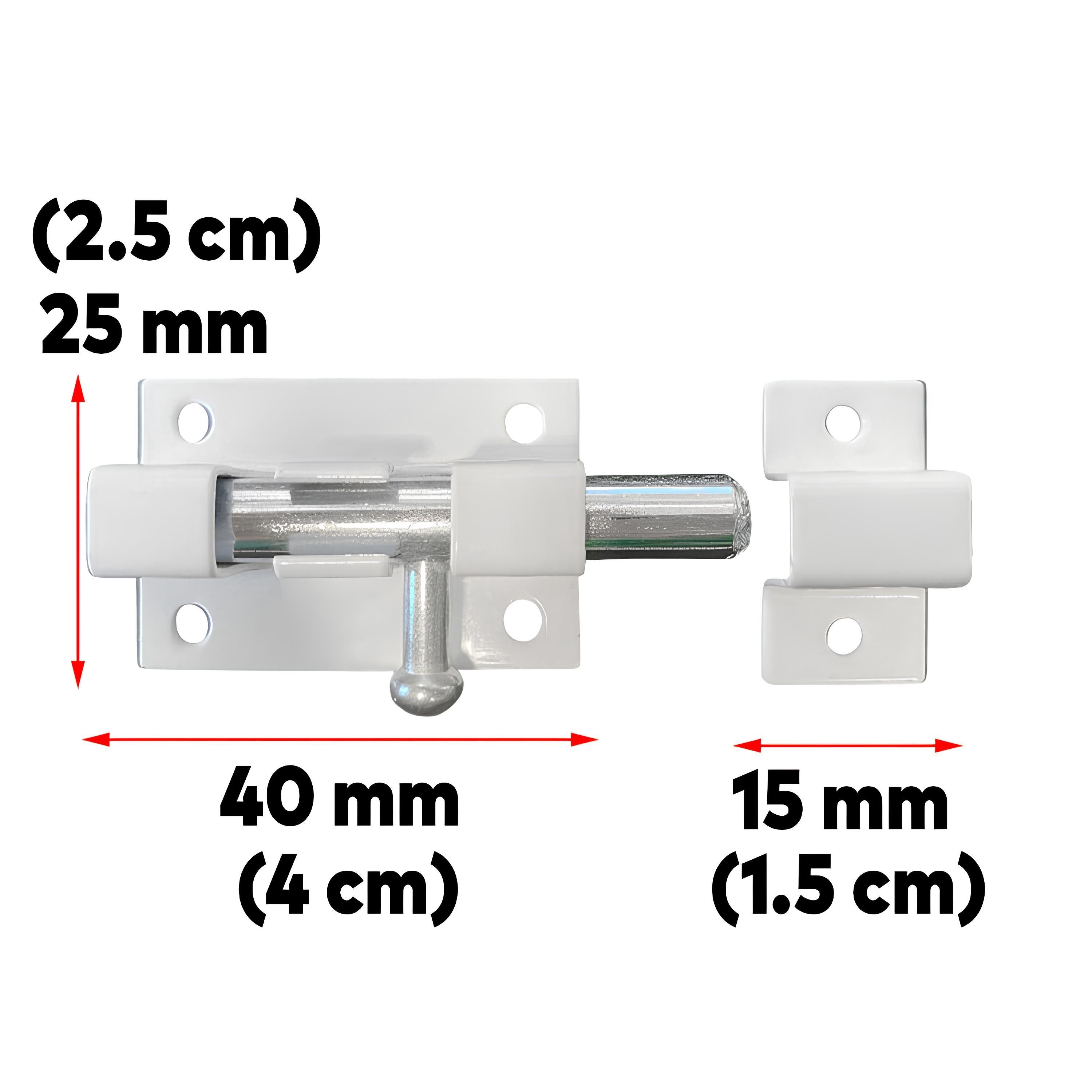 Kapı Sürgüsü Küçük Metal Beyaz Mavzer Sürgü Sürgülü Kilit 25x40 mm Kapı Pencere Emniyet Kilidi