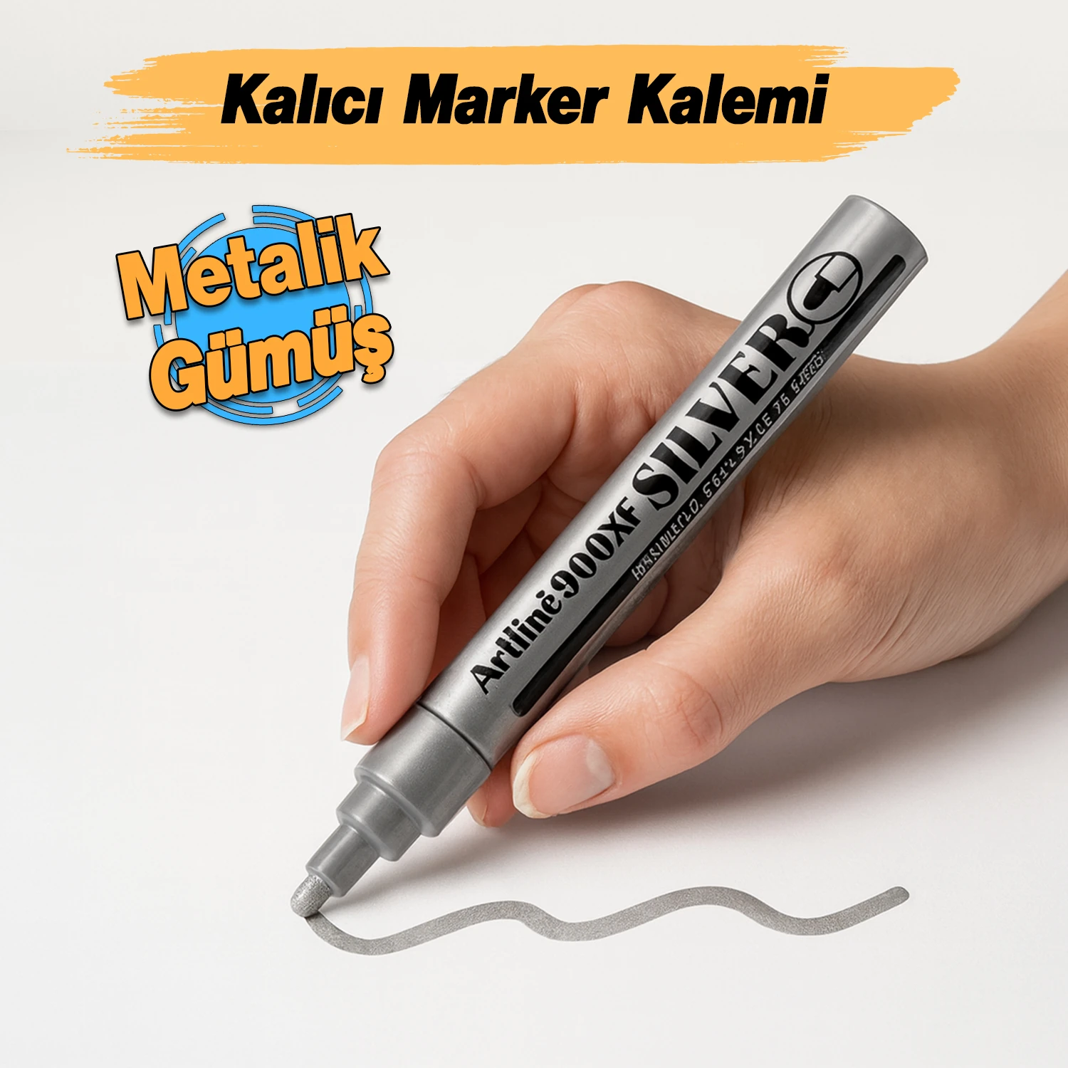 Gümüş Renk Markalama Kalemi Markör Kalıcı İşaretleyici Marker Kalem Metal Plastik Cam Ahşap Yüzey