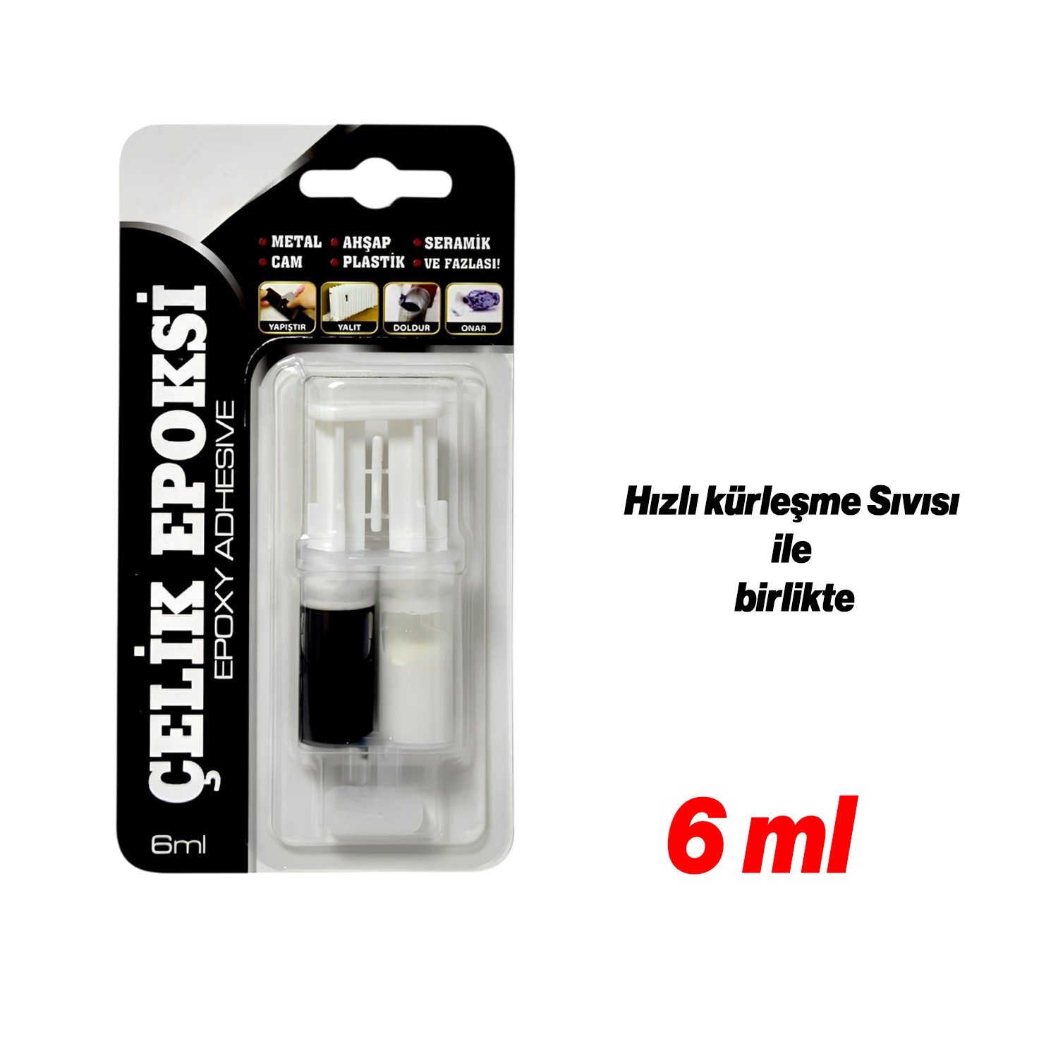 Güçlü Çelik Epoksi Yapıştırıcı 6 ml Metal Plastik Seramik Cam Çelik yalıtım Onarma Doldurma 1 Adet