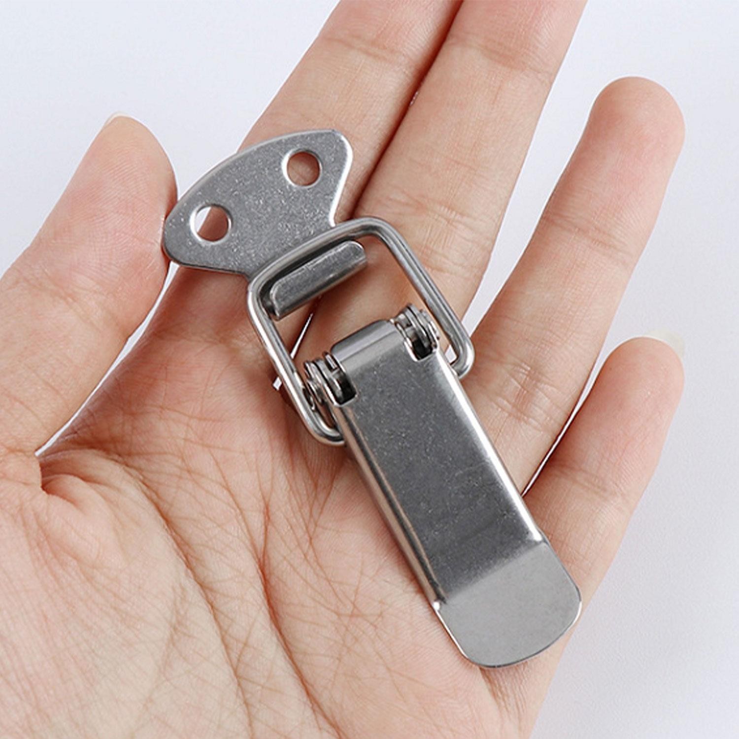 Gergi Mandalı Çelik Sandık Kaput Kilidi Klipsi 7.5 cm Düz Parlak Krom 2 ADET