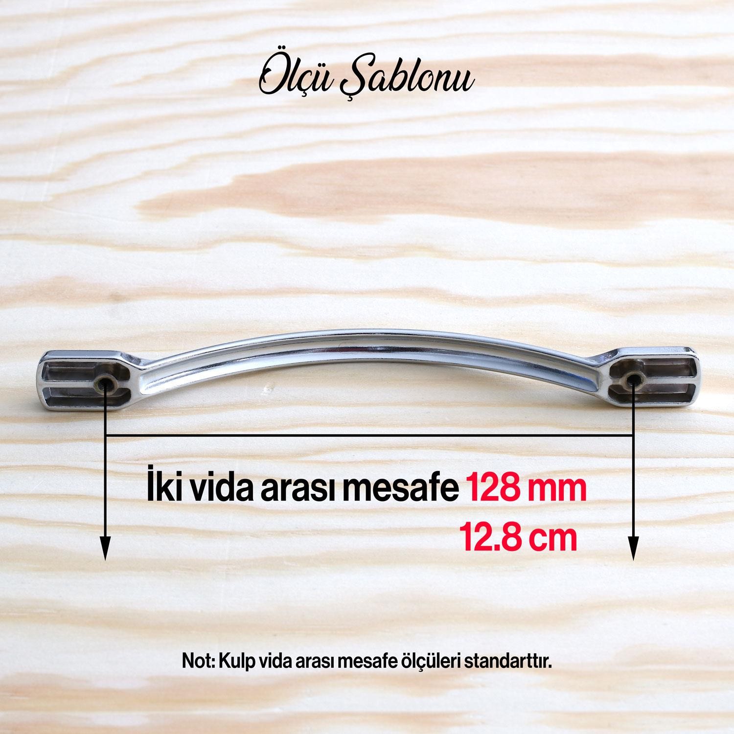 İnci Kulp 128 mm 10 ADET Gümüş Mobilya Mutfak Dolabı Çekmece Dolap Kulpları Kapak Kulpu Kulbu Metal