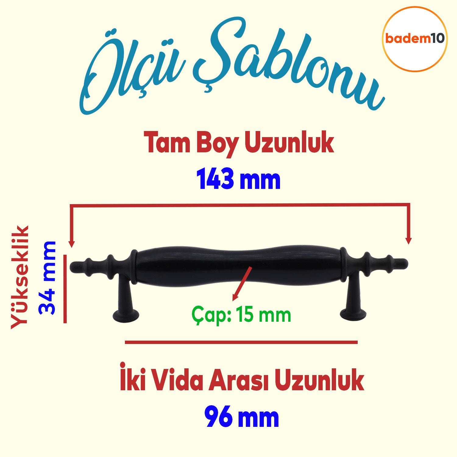 Mobilya Mutfak Dolabı Tv Ünitesi Çekmece Dolap Kapak Kulpu Kulbu Metal Kulpları Rustik Siyah 96 Mm