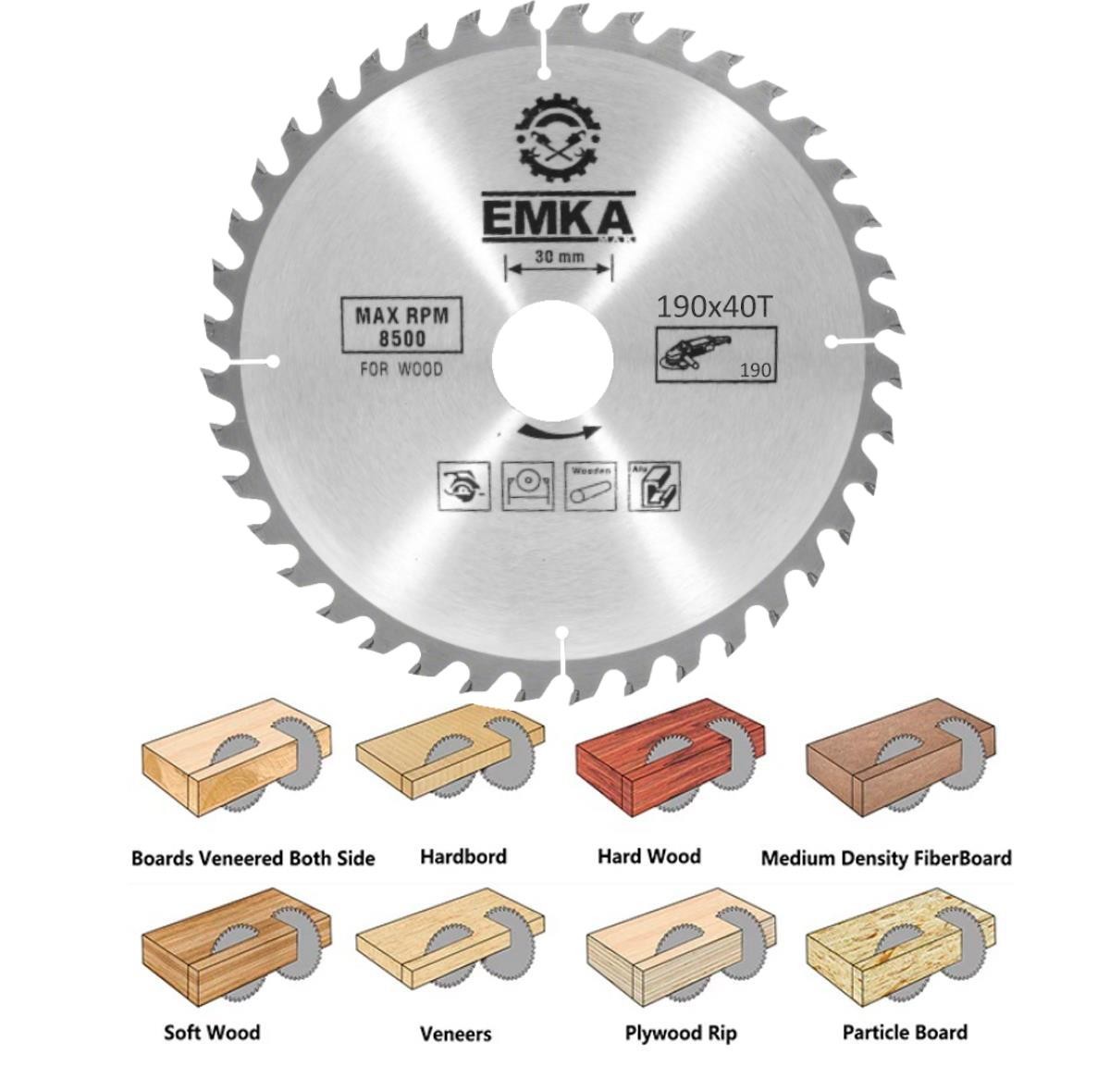 Emka Ahşap Kesme Sunta Testeresi 190 mm 40 Diş