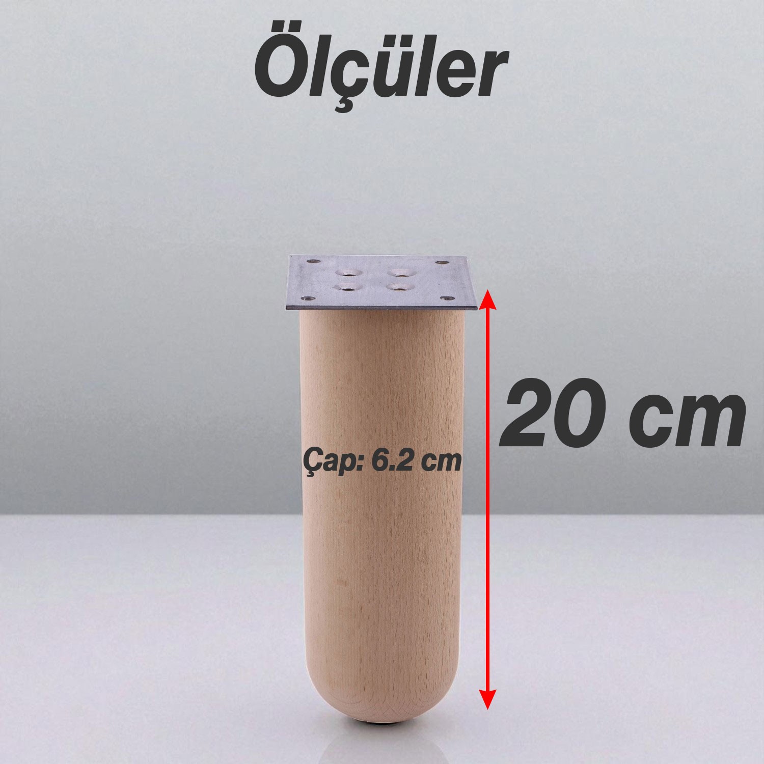 Bohem 4 ADET Doğal Ahşap Silindir Ayak 20 cm Set Mobilya Koltuk Kanepe Sehpa Masa Ayağı Ayakları