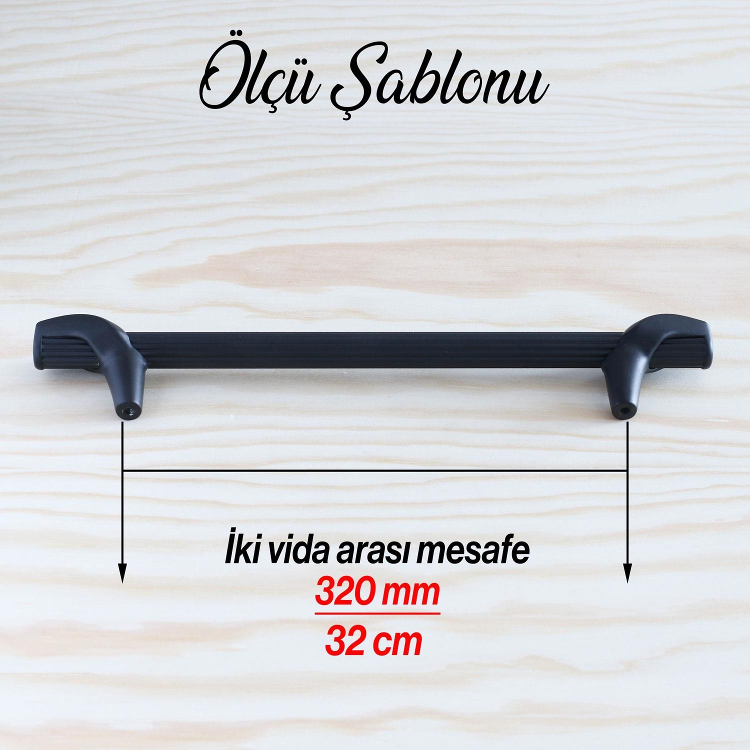 Duru 320 mm Siyah Metal Kulp Mobilya Çekmece Mutfak Dolabı Dolap Kapak Kulpları Kulbu Kulpu