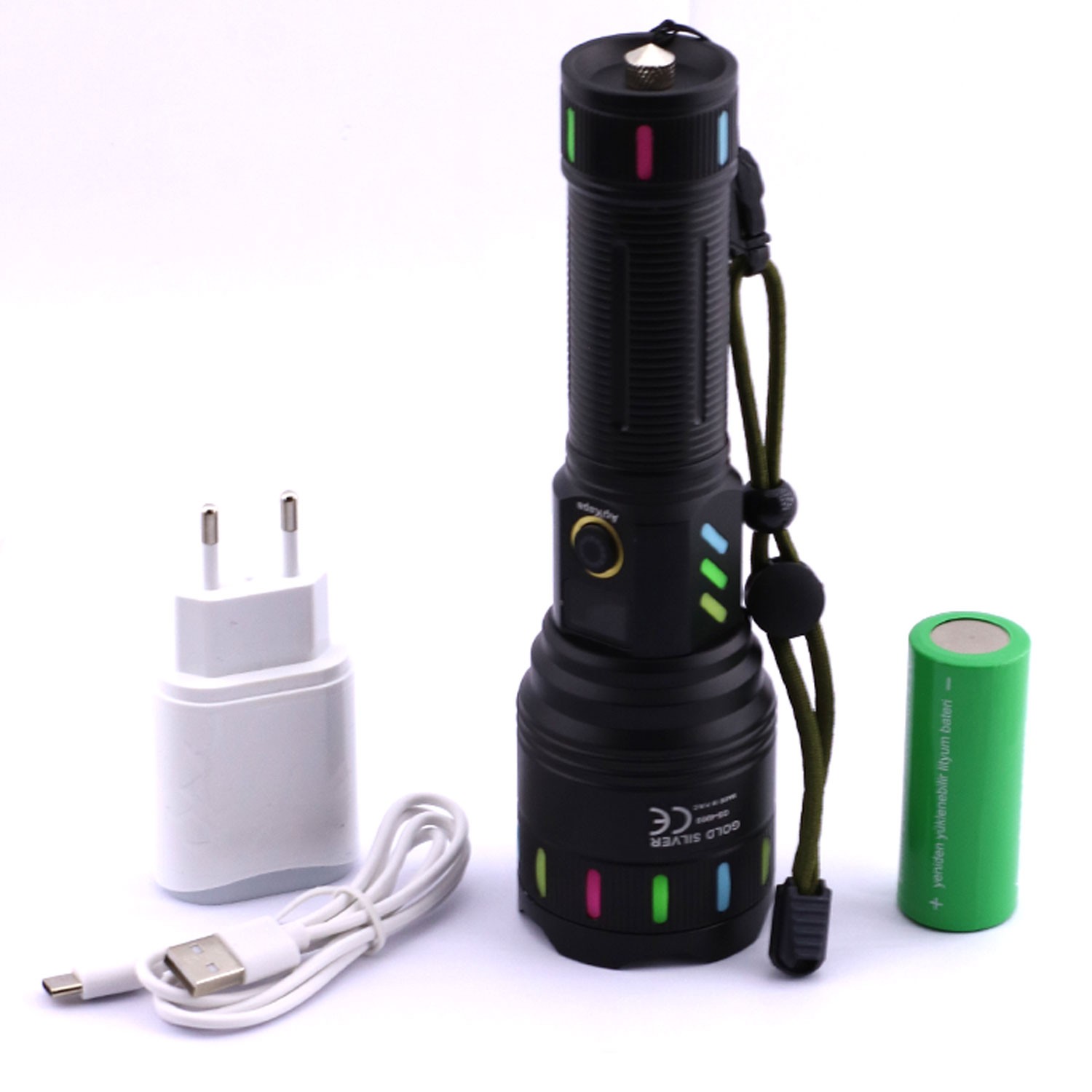 El Feneri Zoom Özellikli Uzun Menzil 80W Şarjlı Powerbank Ledli Işık Kafa Lambası Su Geçirmez Kamp