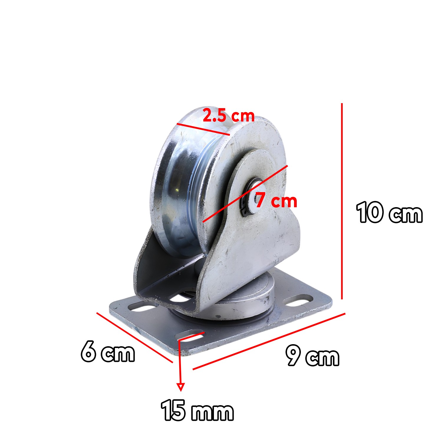 Tablalı Kepli Dönerli Oynar Hareketli Başlı Makara Metal Rulman Muhafazalı Ray Makara 70"