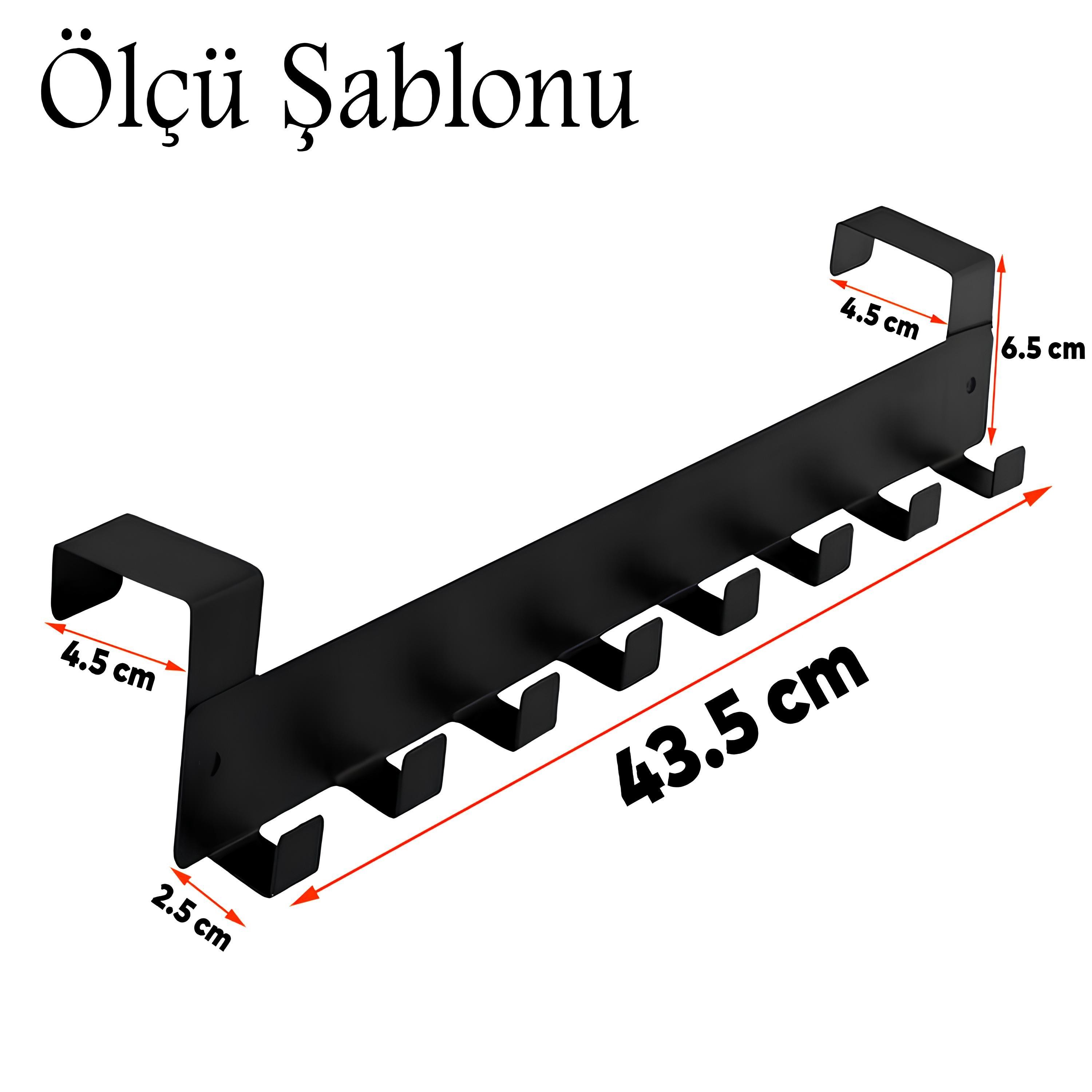 Kapı Arkası Askılık Elbise Havlu Asma Askı Metal 8'lı Tekli Oda Banyo Lavabo Kapısı Aparatı Siyah