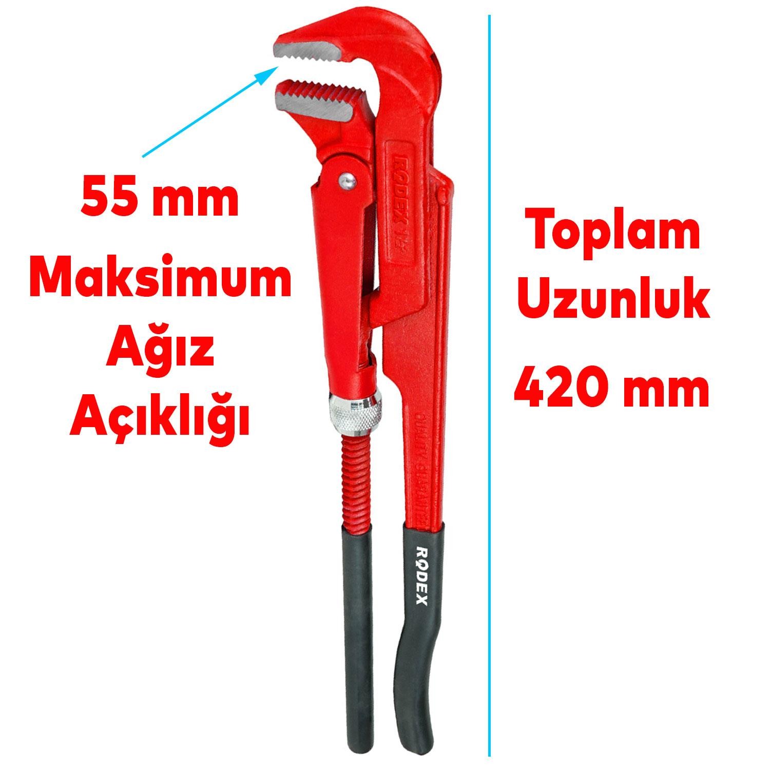 Rodex Boru Anahtarı Maşalı Boru Anahtarı 1.5" 55 mm