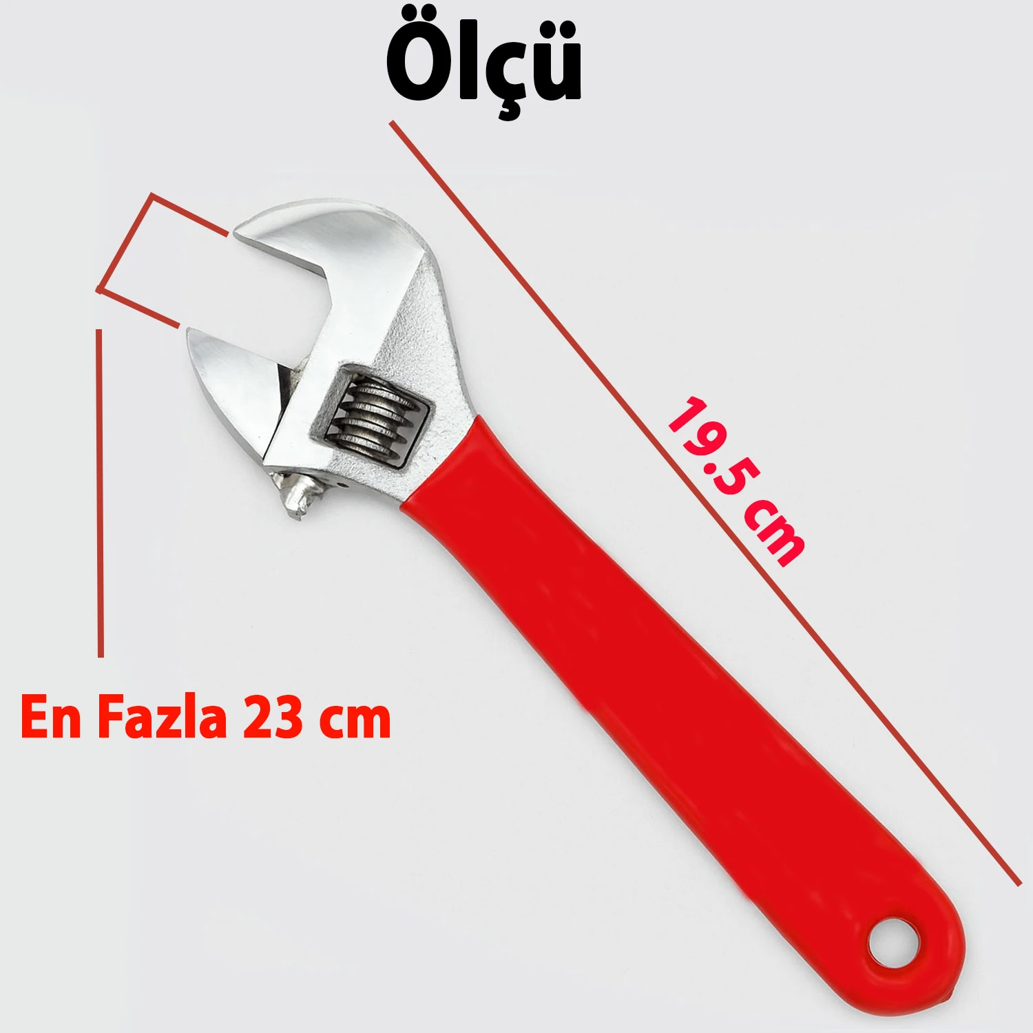 Kurbacık İngiliz Anahtarı 8 İnç 19.5 cm Profesyonel Ayarlı Anahtar Çelik Gövde Ergonomik Sap Vidalı