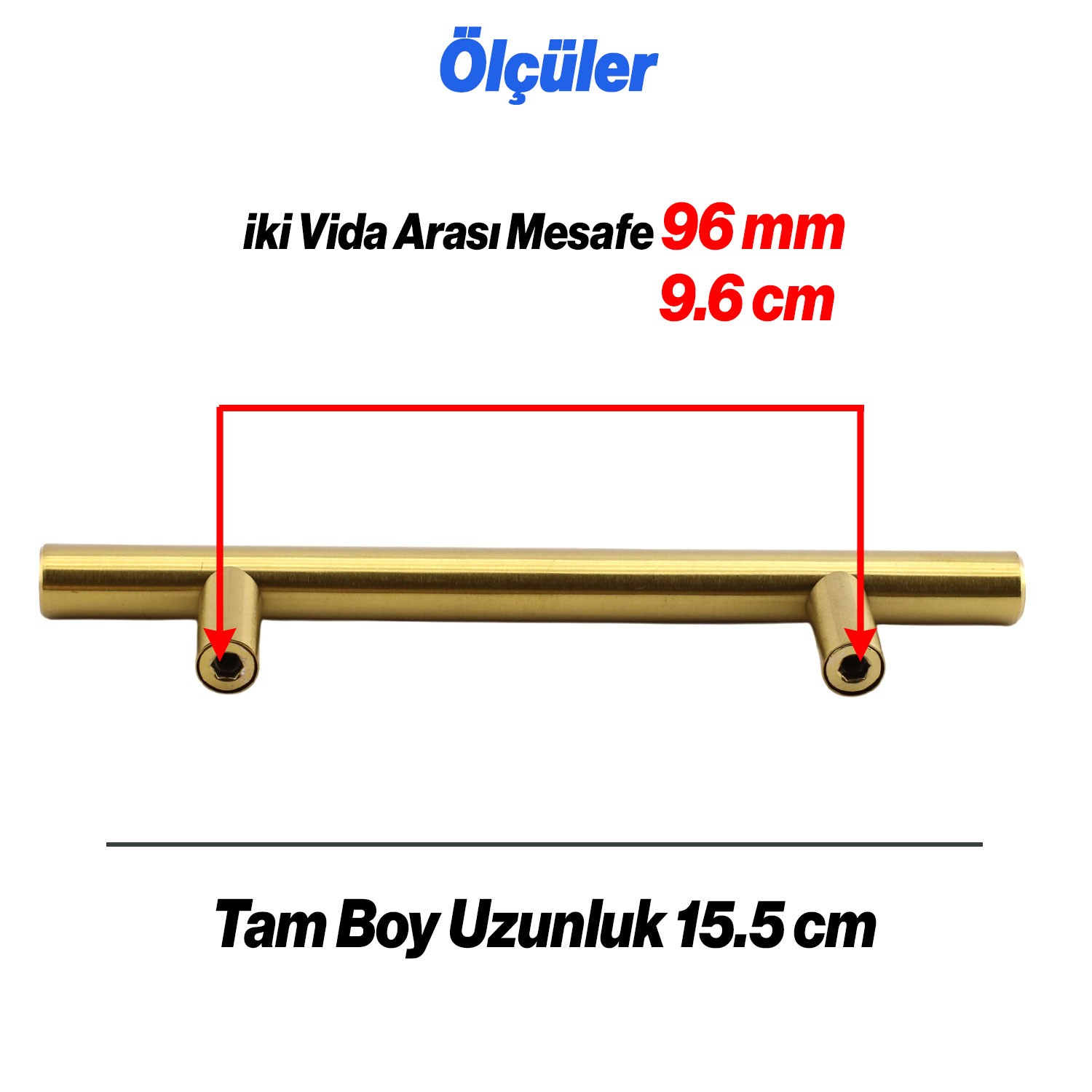 Alteta 10 ADET 96 mm Gold Altın Mobilya Kulp 10 Adet Metal Çekmece Dolap Dolabı Kapak Kulbu Kulpları
