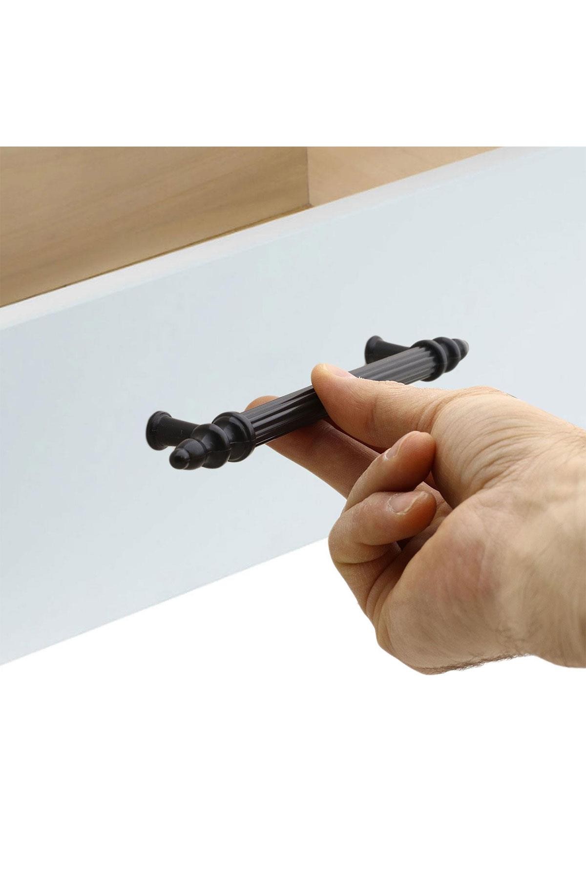 Polavit 128 Mm (SERT PLASTİK) Siyah Mobilya Çekmece Mutfak Dolap Dolabı Kulpu Kulbu Kulpları 10 Adet