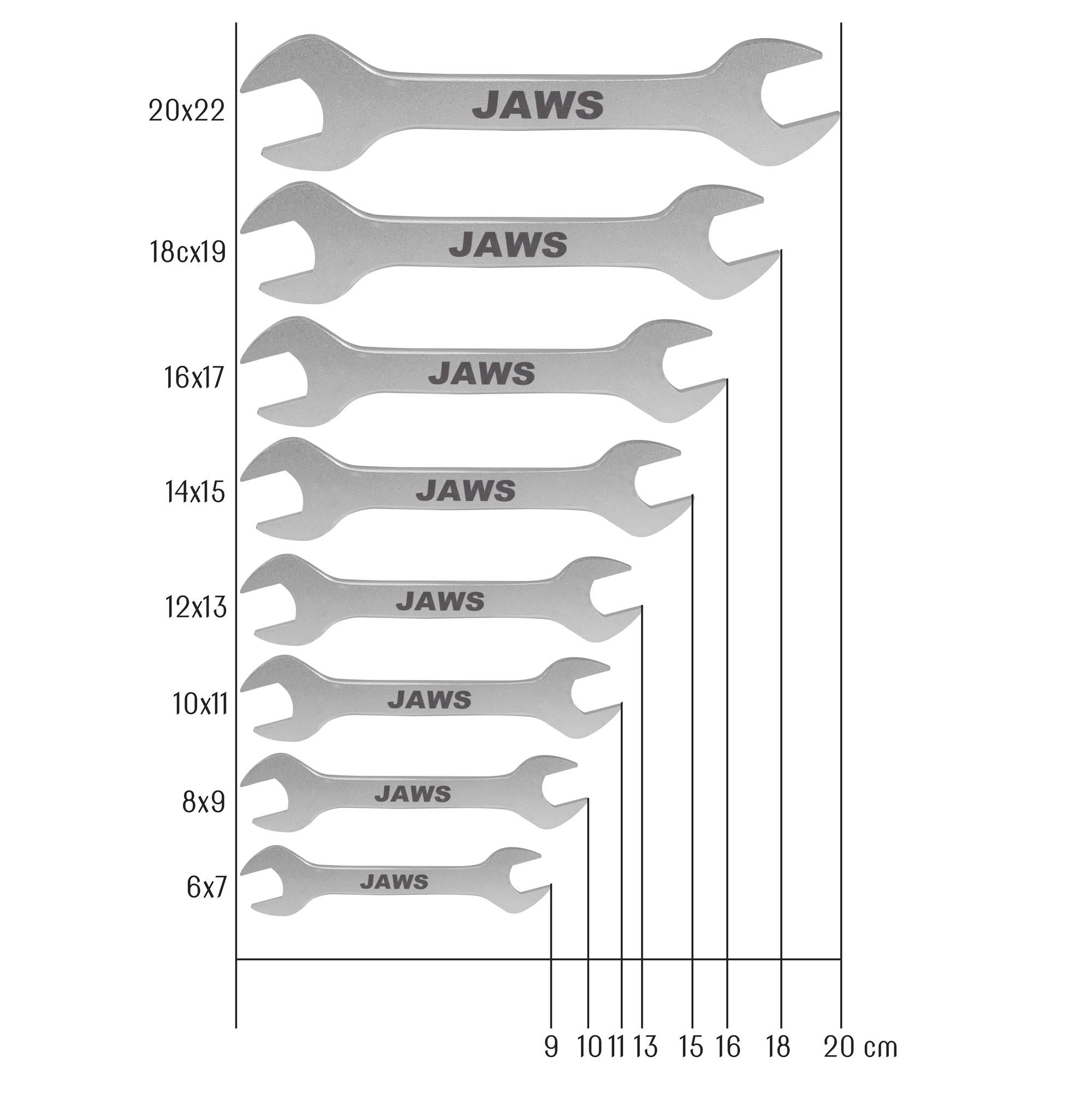 Jaws JAS008 Açık Ağız Anahtar Takımı 8 Parça