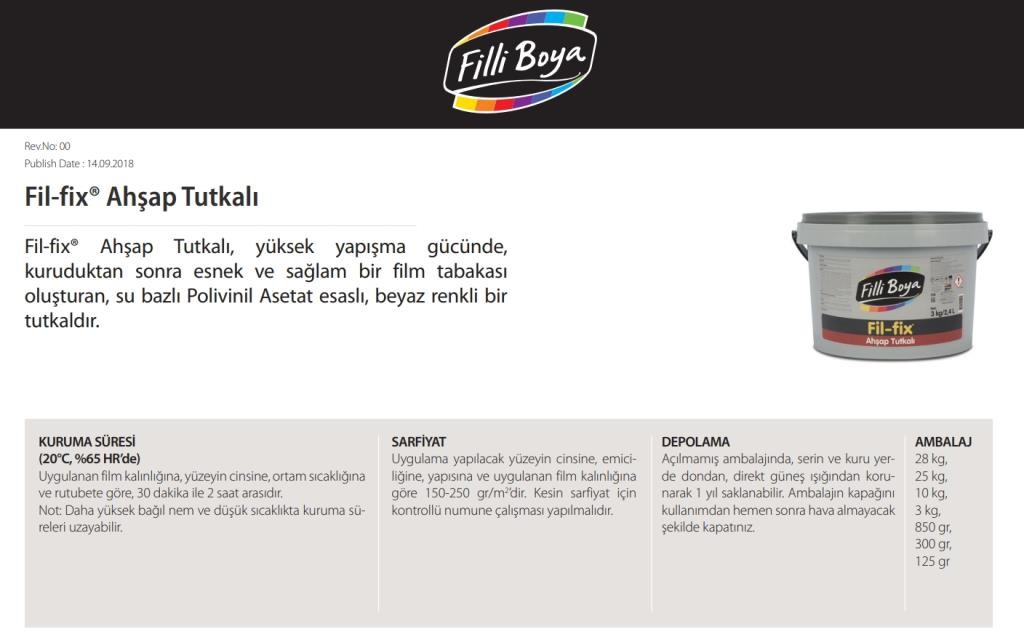 Filli Boya Fil-Fix Ahşap Tutkalı Sunta Masif Yapıştırıcısı 850 gr