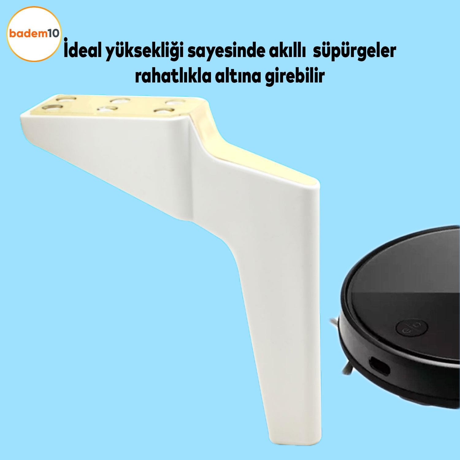 Logan 19 Cm 4'lü 4 Adet Beyaz Gold Altın Lüks Mobilya Kanepe Tv Ünitesi Konsol Koltuk Ayağı Ayakları