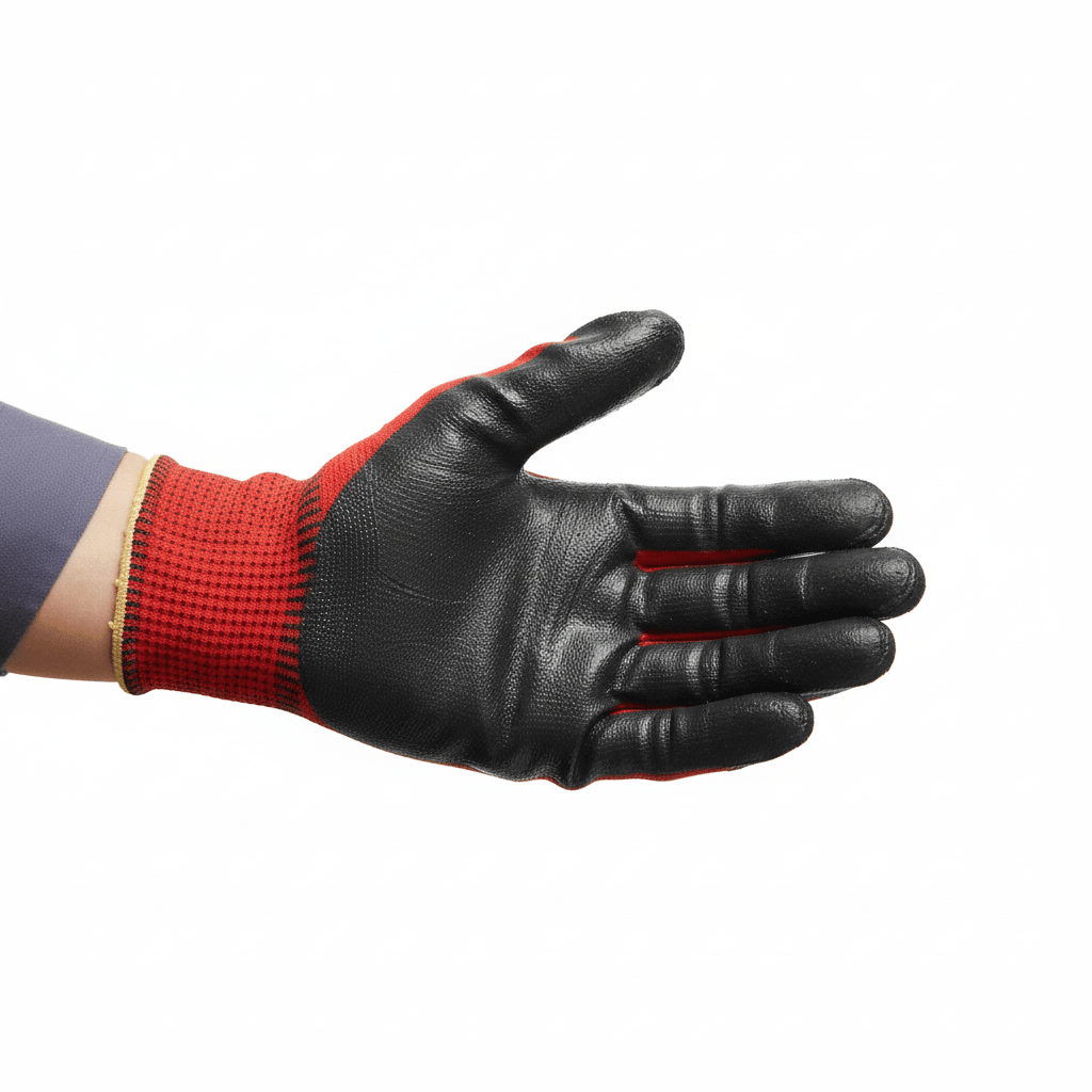 Kırmızı Siyah Zebra Nitril Kaplama İş Eldiveni 10 XL Yüksek Kavrama Esnek Konforlu Çalışma Eldiveni