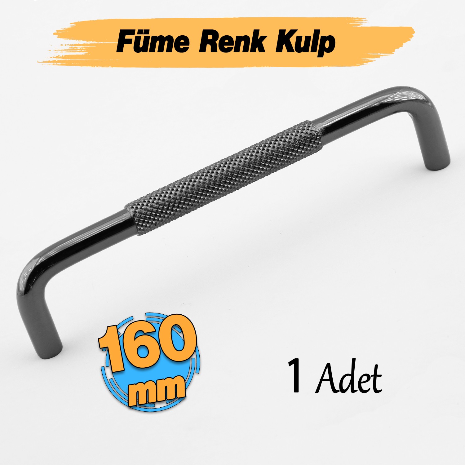Tırtıklı Füme Metal Kulp 160 mm 16 cm Mobilya Çekmece Dolap Dolabı Modern Kapak Kulpları