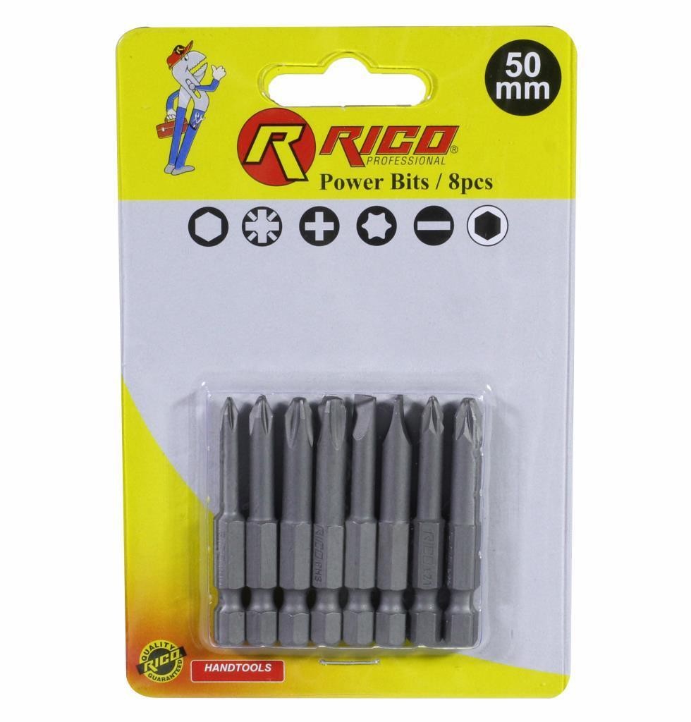 Rico 005-KK1130 Yıldız Düz Bits Uç Seti PH+PZ+SL 8 Parça 50 mm