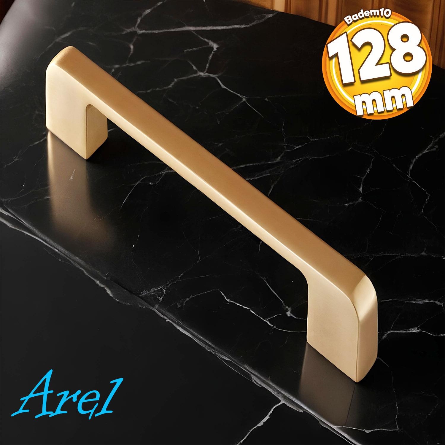 Arel Mat Altın Gold 128 mm Mobilya Mutfak Kulp Çekmece Dolap Kulplar Kulpu Kulbu