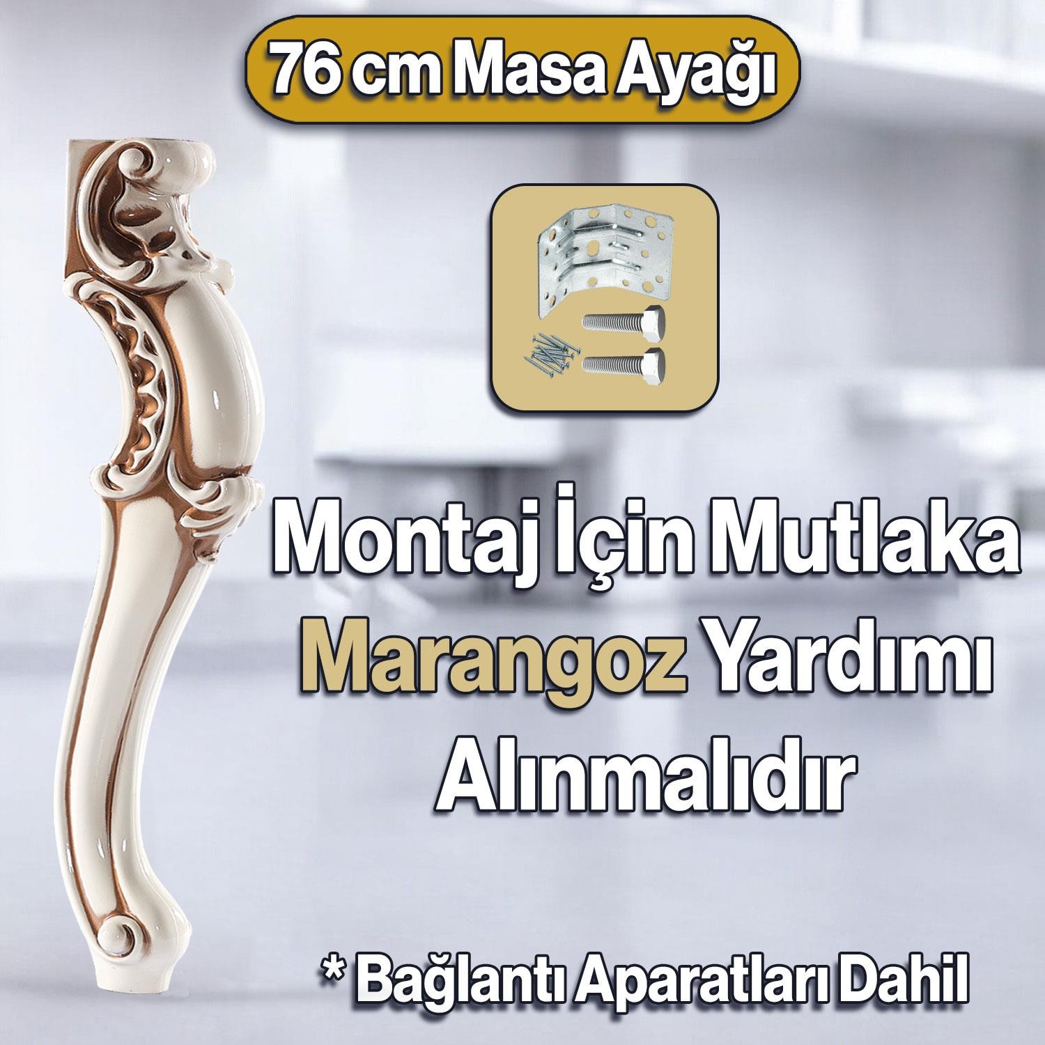 Valenta Masa Dresuar Ayağı 76 cm Plastik Ayak Mutfak Yemek Masası Mobilya Ayakları Krem Kahve