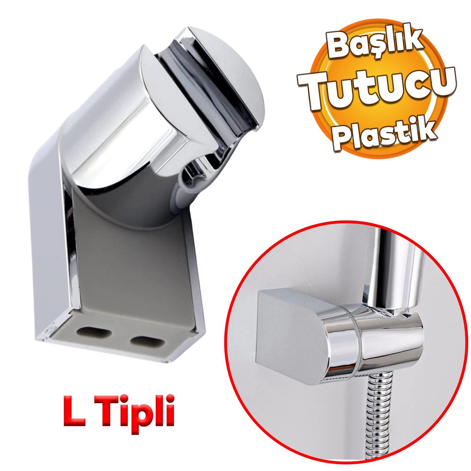 Duş Başlığı Tutacağı Banyo Telefon Hortum Başlık Tutamağı Duvara Sabitleme Ayarlanabilir L Tipli
