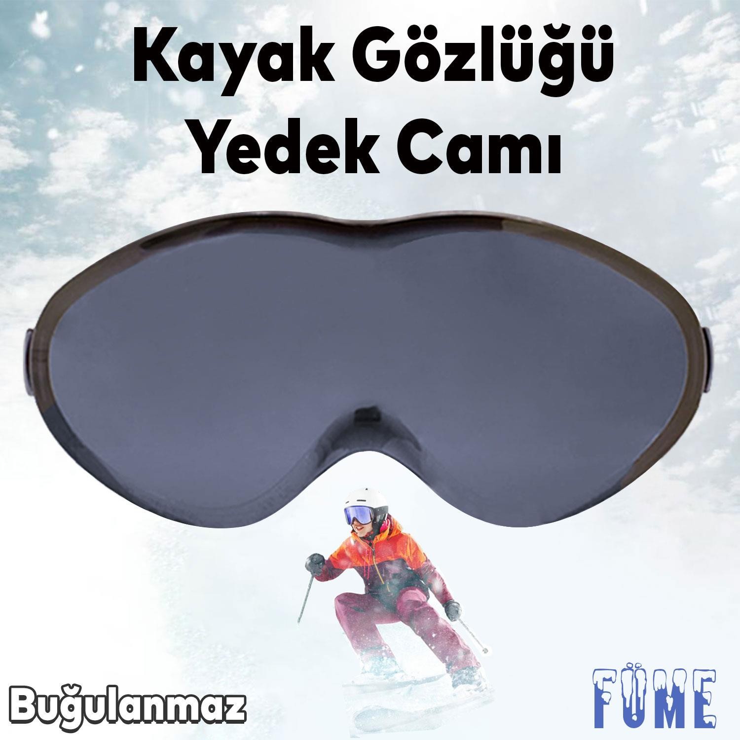 Bellasimo Çerçevesiz Kayak Gözlüğü Camı Lens Değiştirebilir Cam Antifog Güneş Kar Gözlük Camı Füme