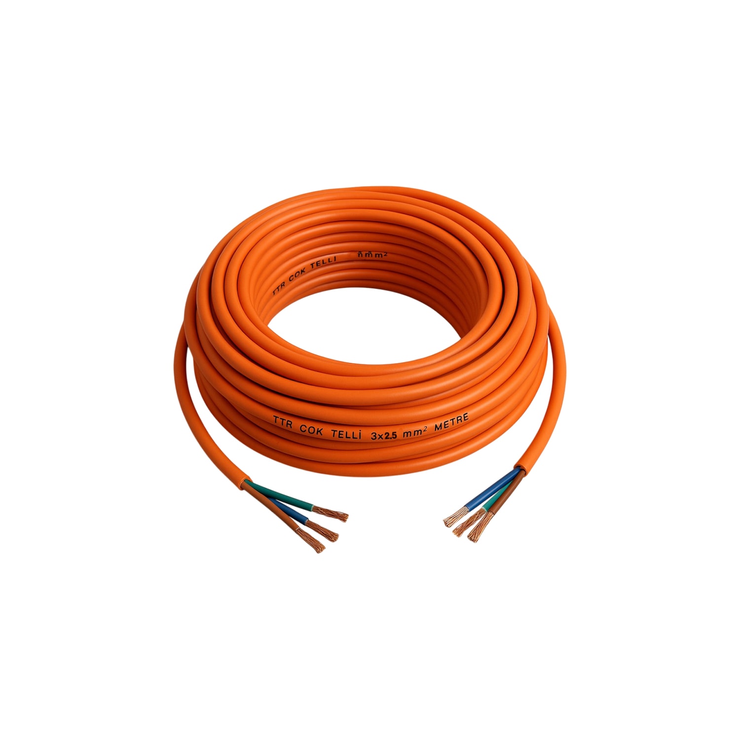 Seyyar 15 Metre Uzatma Kablosu TTR CCA Çok Telli 3x2.5 mm Elektrik Kablo Kontrol Kalem Dişi Erkek Fiş