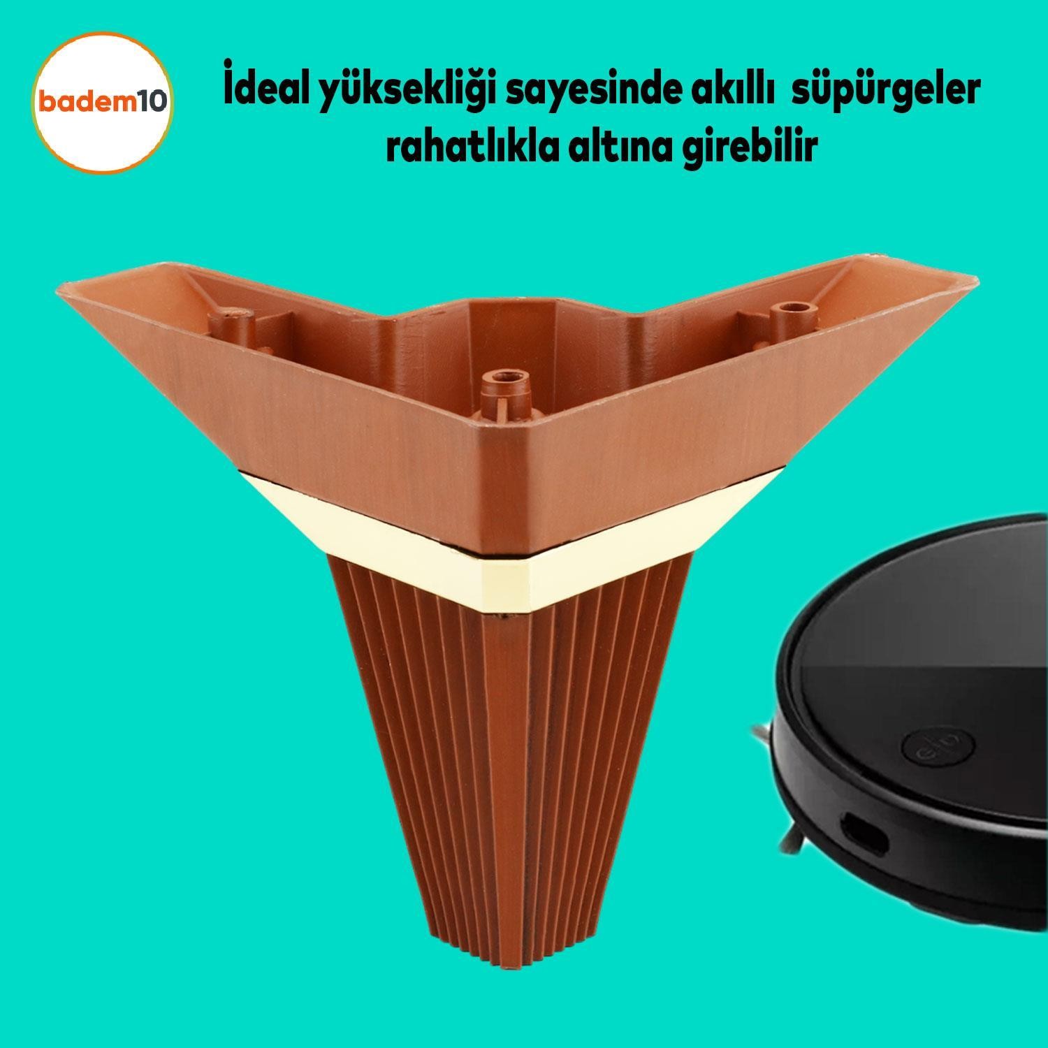 Alcazar Köşe 6'lı Set Mobilya TV Ünitesi Çekyat Koltuk Kanepe Destek Ayağı 12 cm Kahve M8 Civatalı