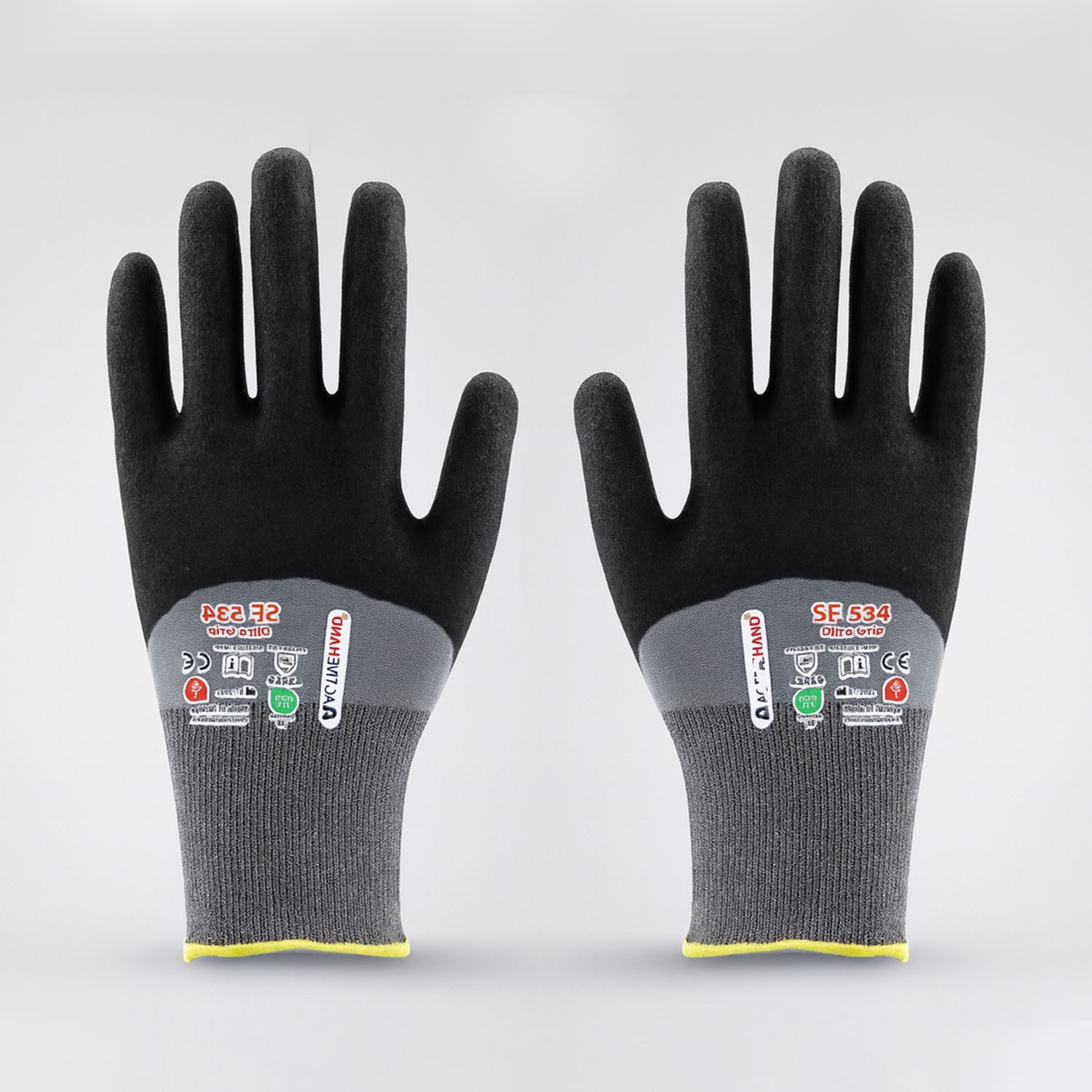 Dayanıklı Ultra Grip Nitril Kaplı İş Eldiveni 9 L Beden Kaymaz Sanayi Tipi Usta Güvenlik Koruyucu