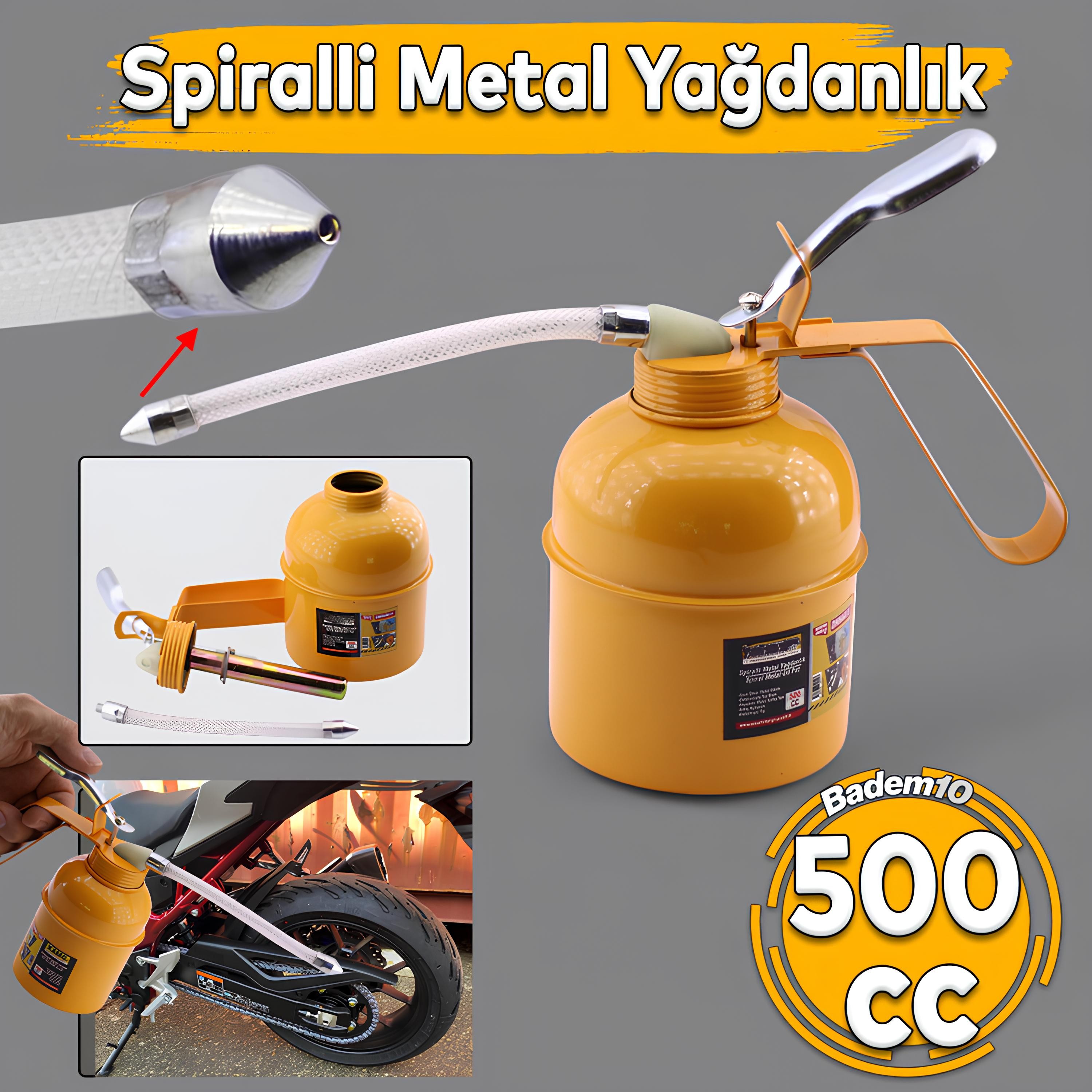 500 ml Araba Makine Atölye Yağdanlığı Spiralli Metal Gövdeli Yağdanlık Uçlu Yağ Pompası