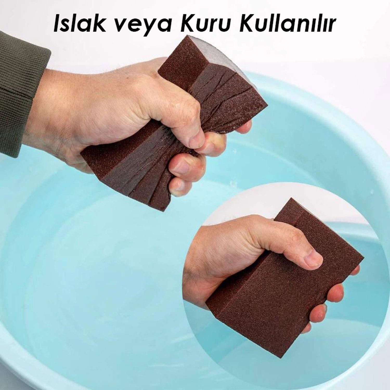 Banyo Wc Lavabo Taşı Mutfak Evye Musluk Kireç Yağ Kir Kazıma Temizleme Islak Kuru Sünger 4'Lü SET