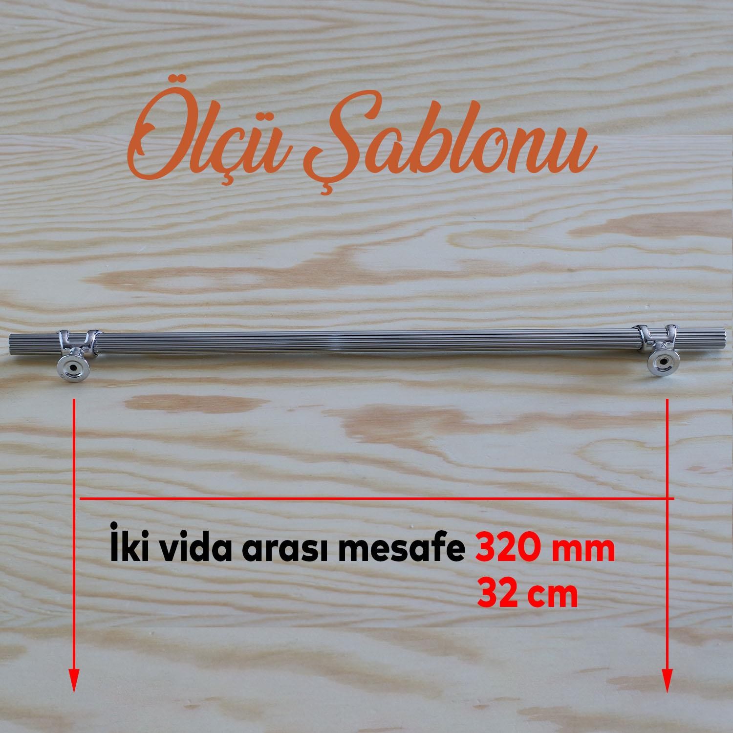 Emir Kulp Krom 320 mm - 32 cm Metal Mobilya Mutfak Çekmece Dolap Dolabı Kapak Kulbu Kulpu Kulpları