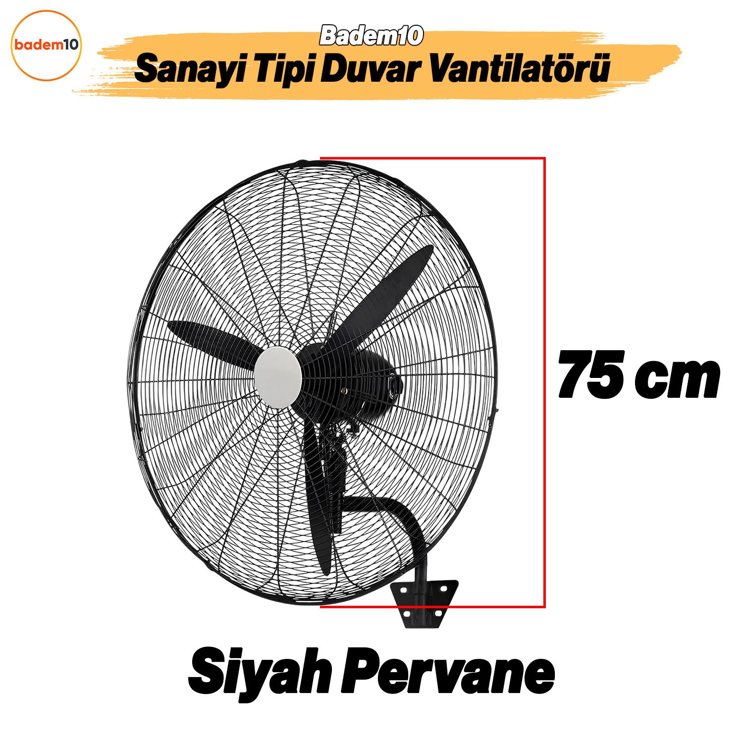 Sanayi Tipi Kumandalı 75 cm 210 W Duvar Vantilatörü Endüstriyel Geniş Sessiz Duvara Monte Fan