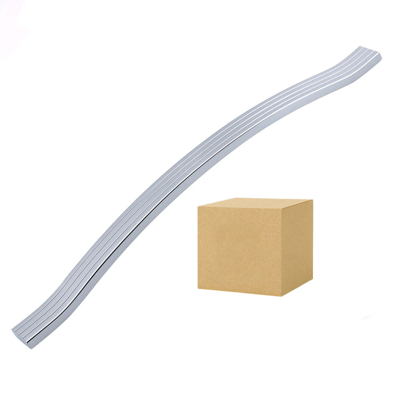 Akasya Krom 288 mm 10lu Set Gümüş Metal Mobilya Kulpu Çizgili Model Paslanmaz Sağlam Kulplar Kulbu