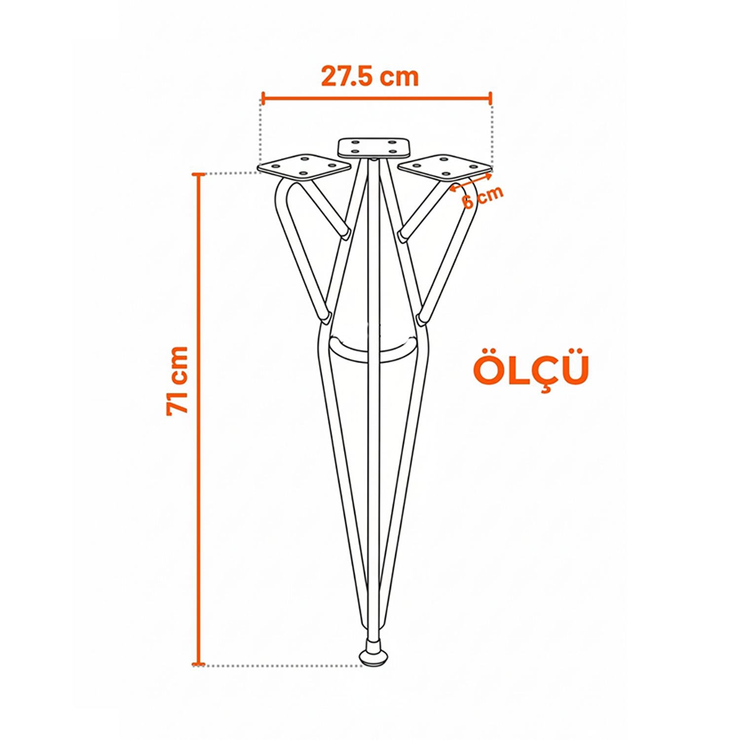 Rüzgar 71 cm Siyah Metal Masa ve Sehpa Ayağı Dayanıklı Mobilya Destek Yükseltici Ayak Modern Tasarım