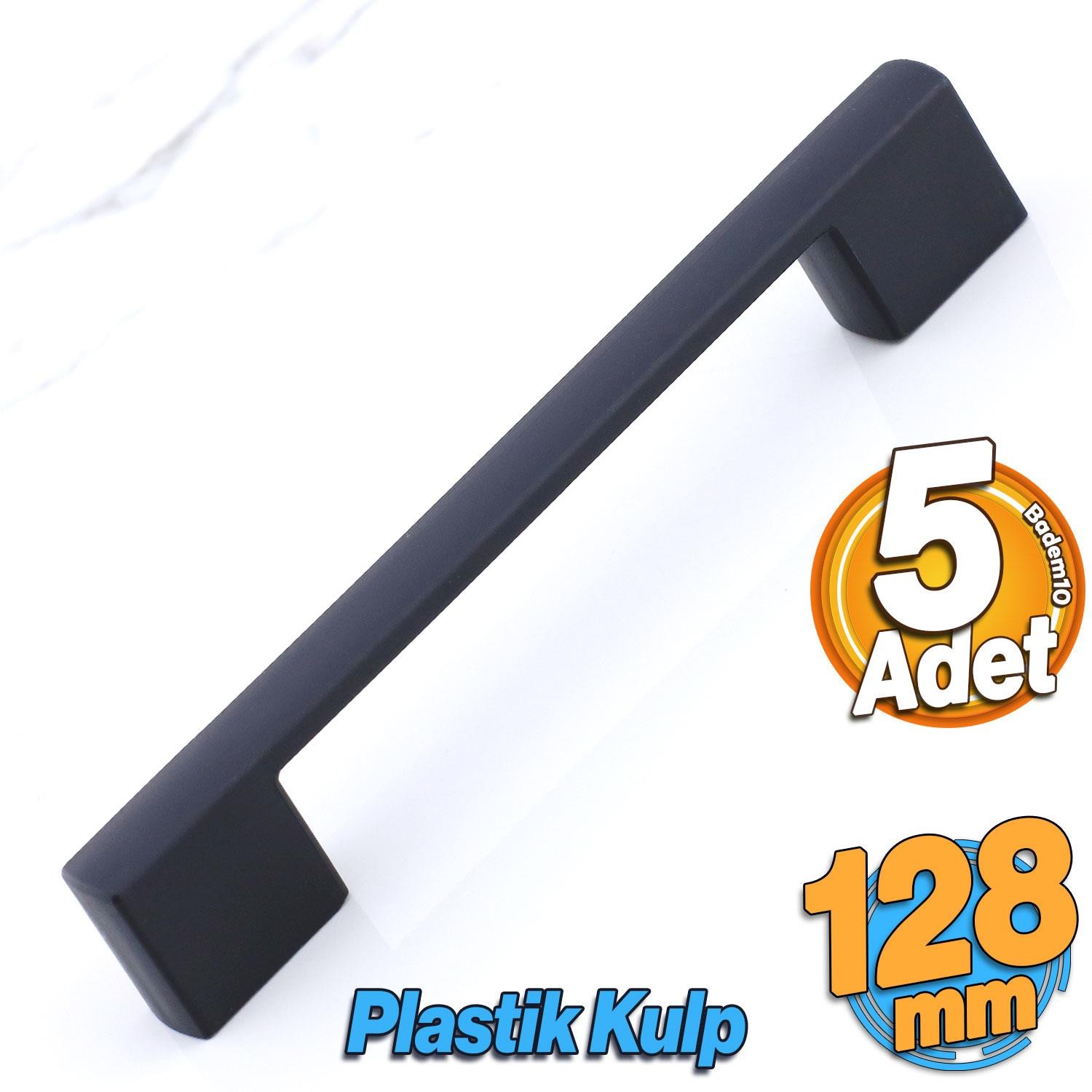 Gölcük 128 mm (SERT PLASTİK) 5 ADET Siyah Mobilya Çekmece Mutfak Dolap Dolabı Kulpu Kulbu Kulpları
