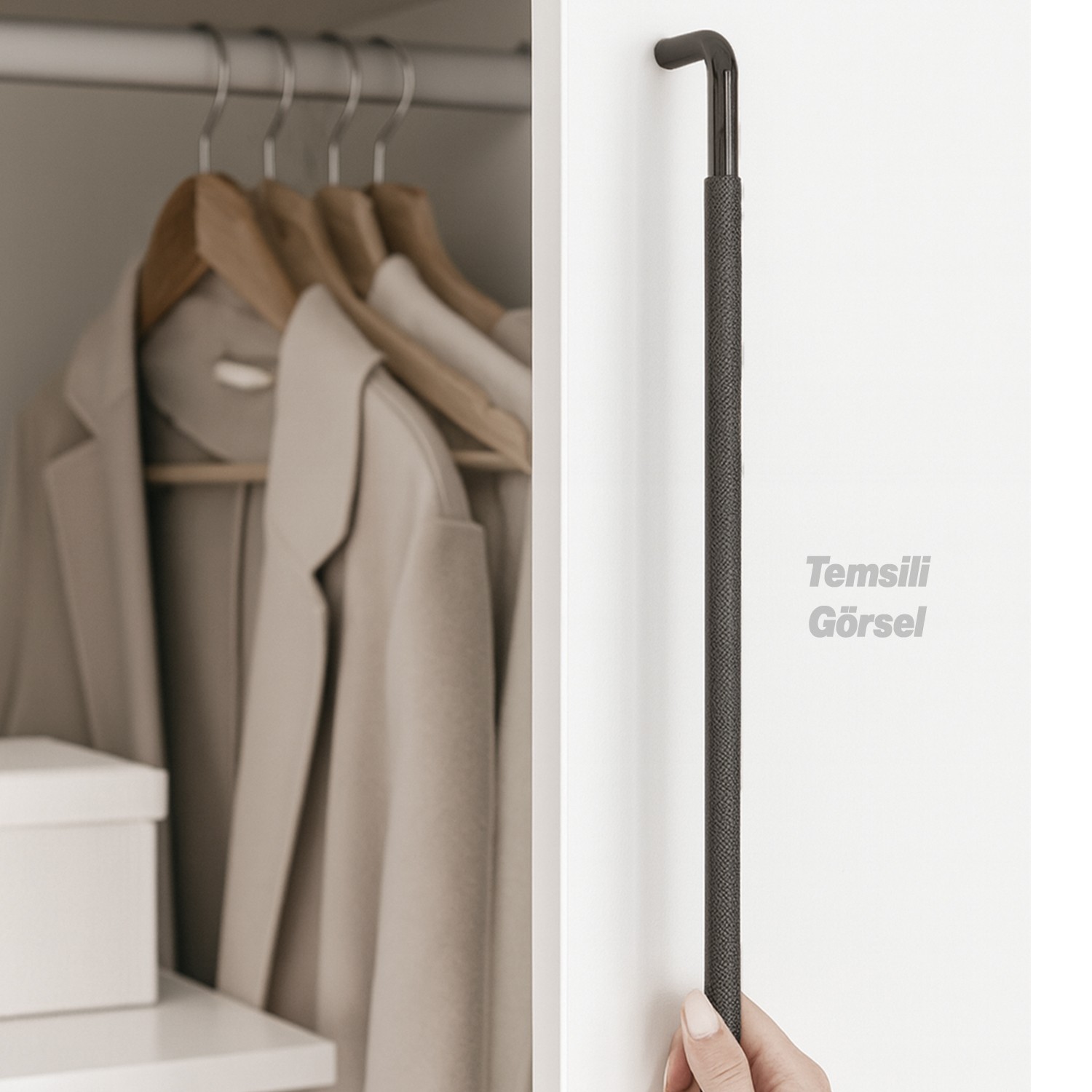 Tırtıklı Füme Metal Kulp 320 mm 32 cm Mobilya Çekmece Dolap Dolabı Modern Kapak Kulpları