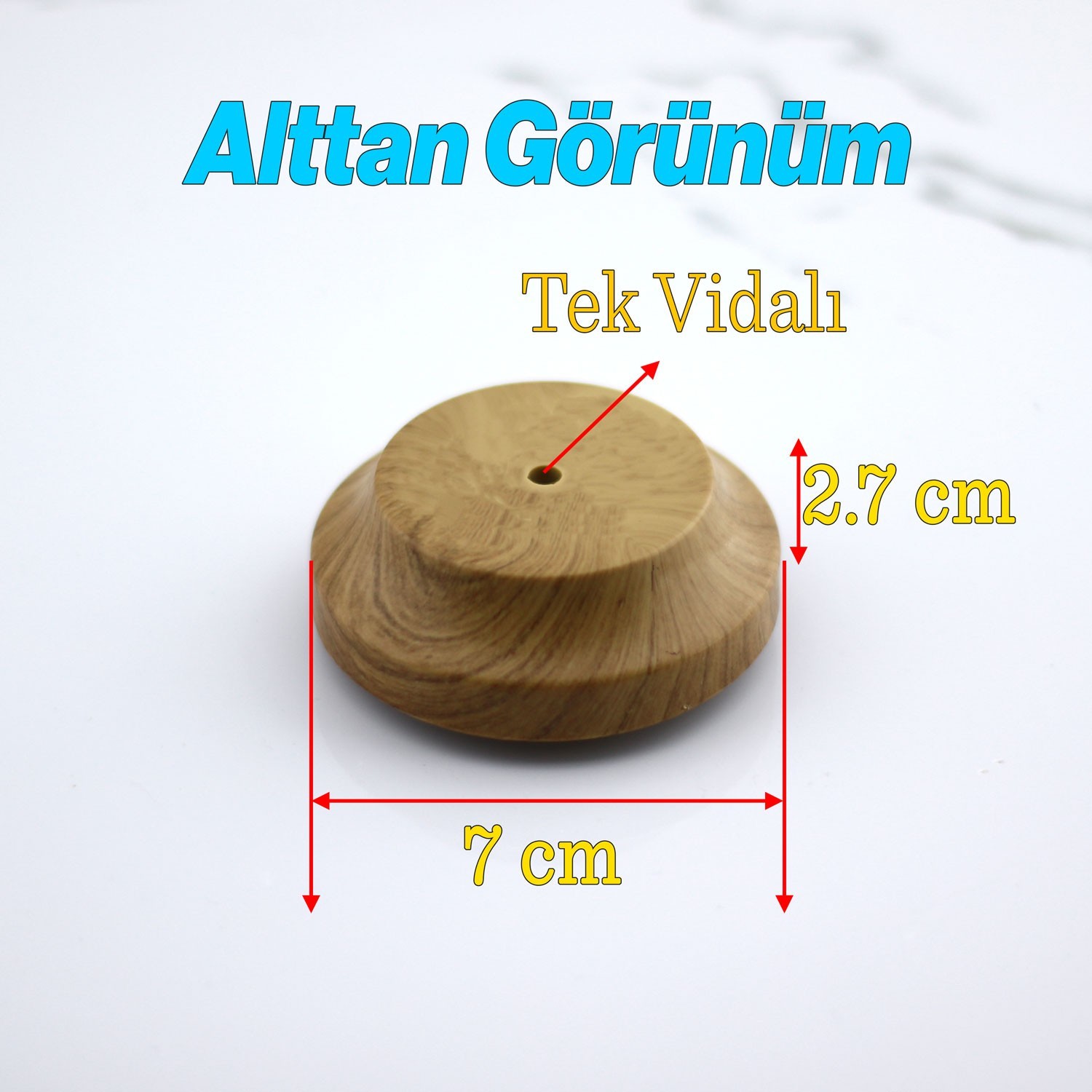 Dolunay Kulp Düğme Tek Vidalı Ahşap Desenli Çekmece Mutfak Mobilya Dolabı Dolap Kulpu Kulbu Kulpları